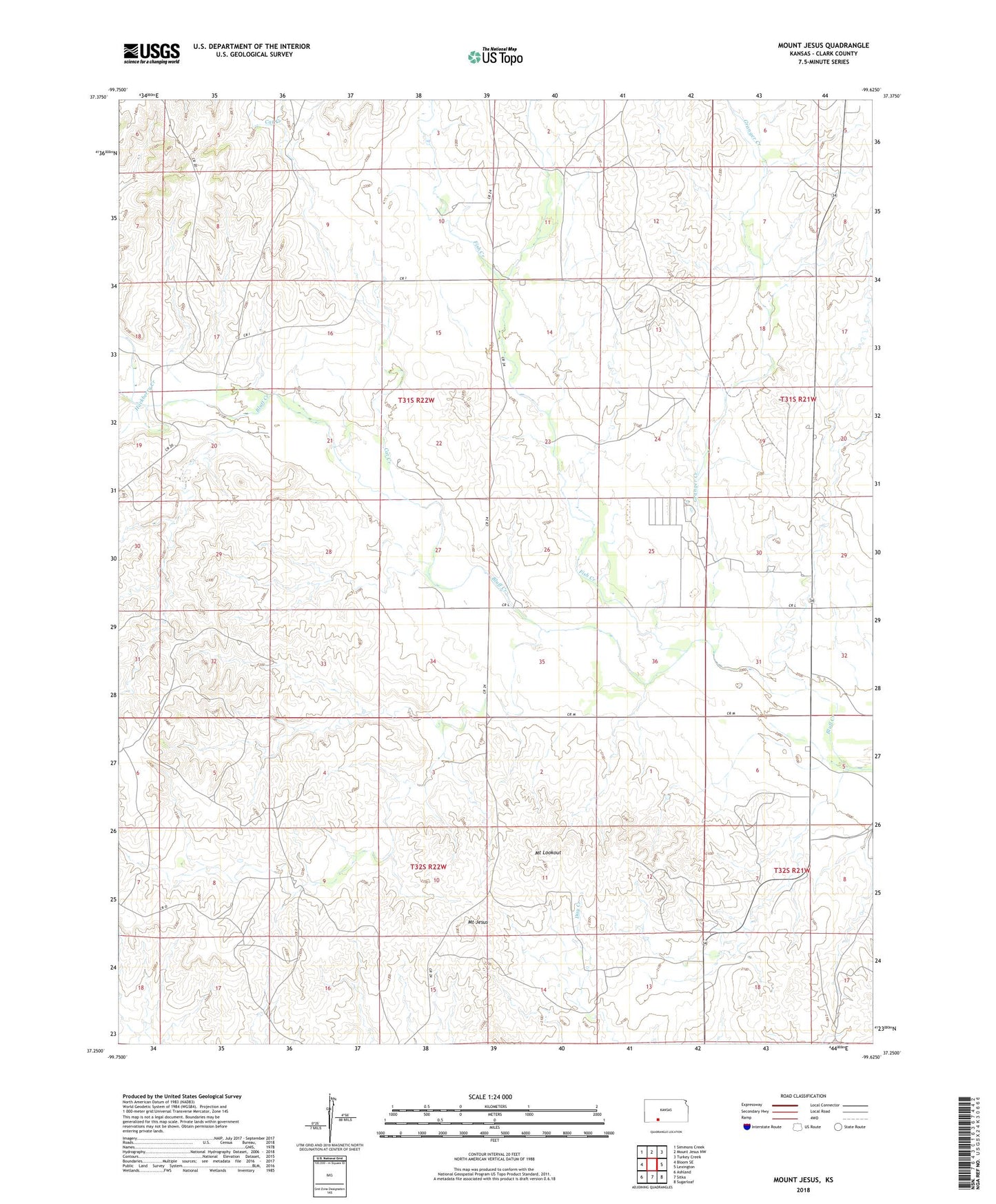 Mount Jesus Kansas US Topo Map Image