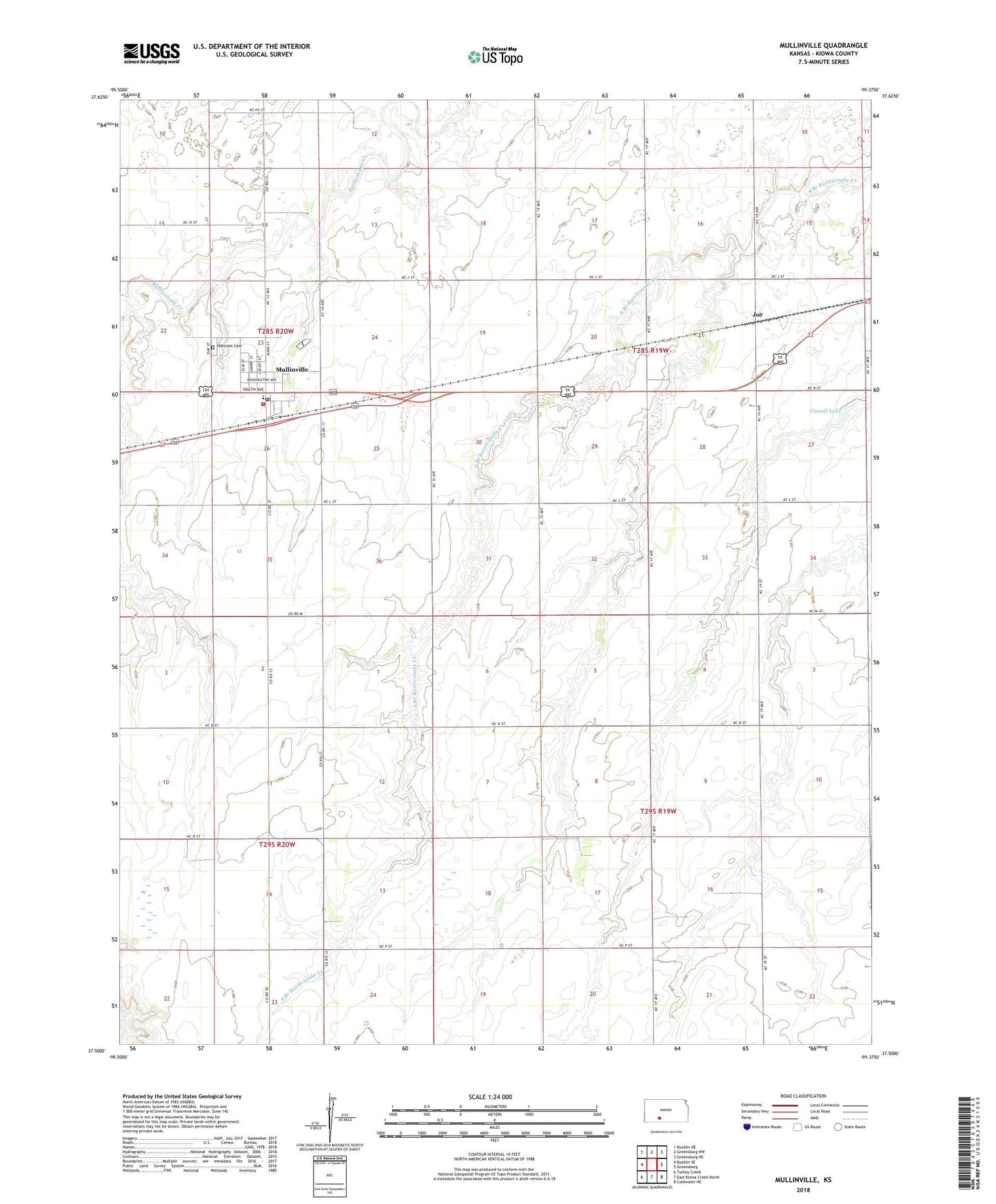 Mullinville Kansas US Topo Map Image