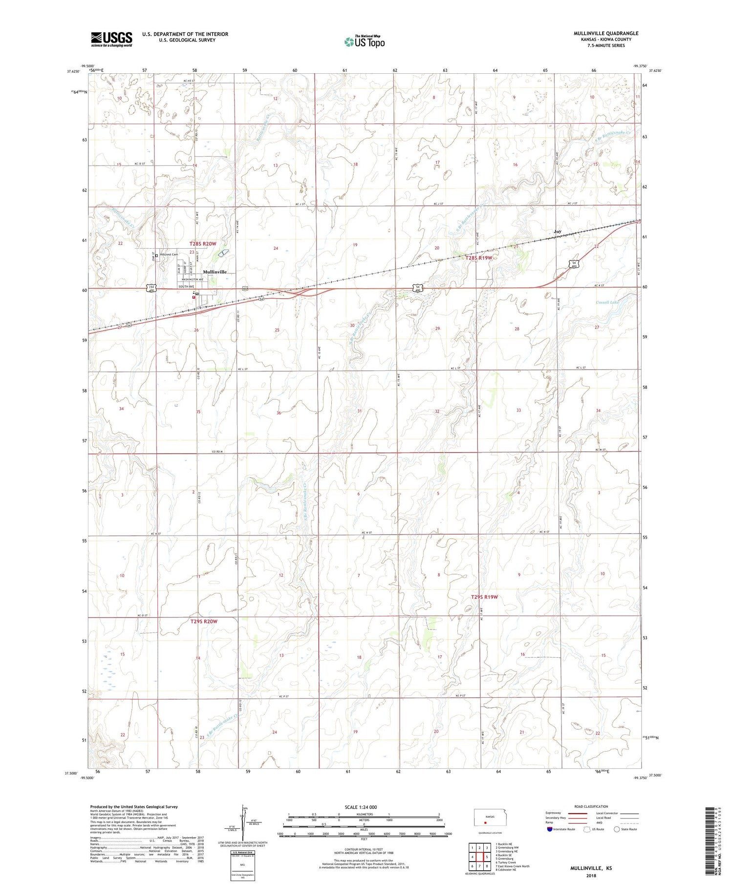 Mullinville Kansas US Topo Map Image