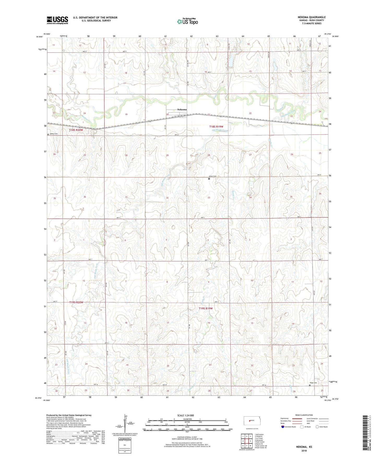 Nekoma Kansas US Topo Map Image