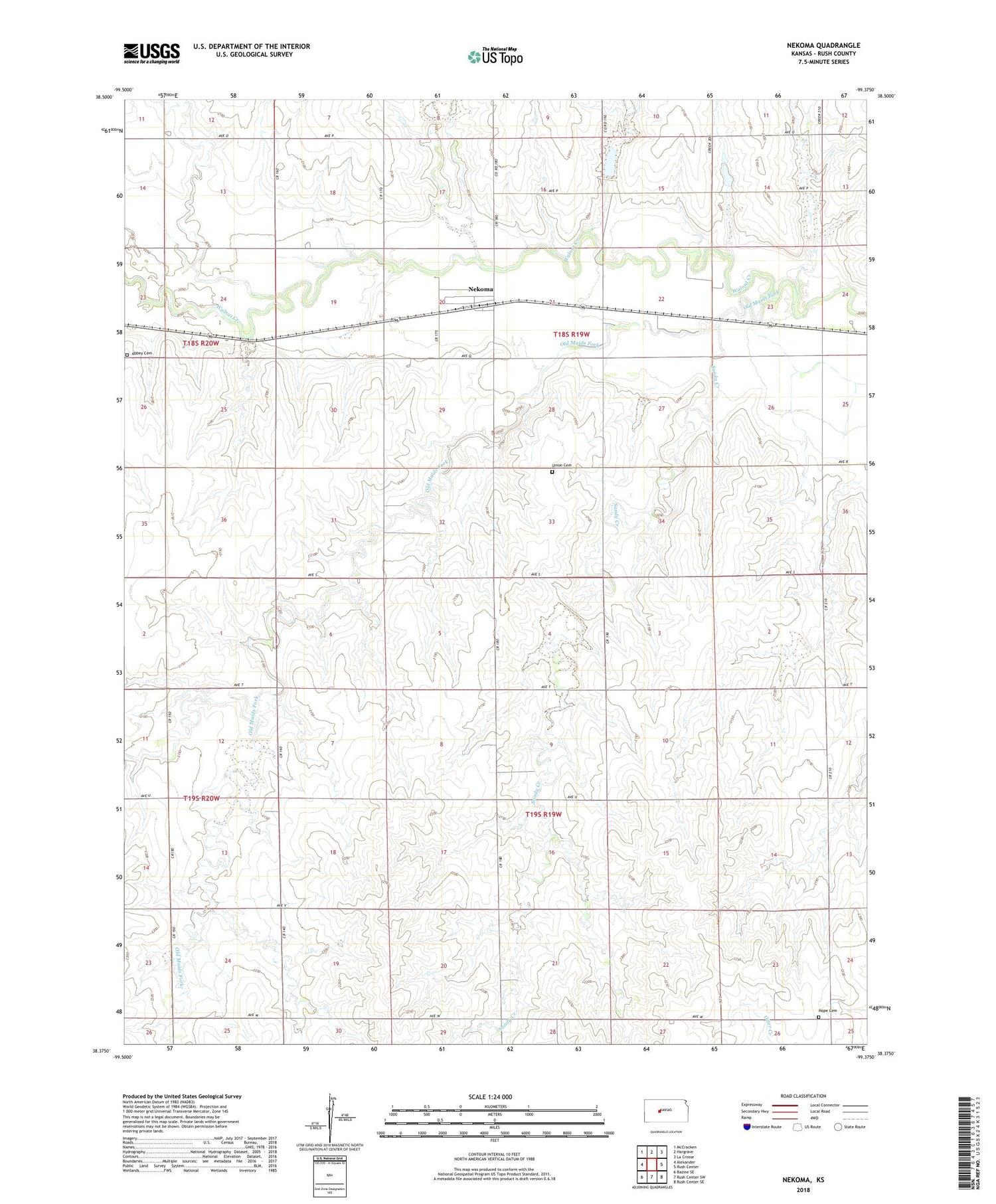 Nekoma Kansas US Topo Map Image