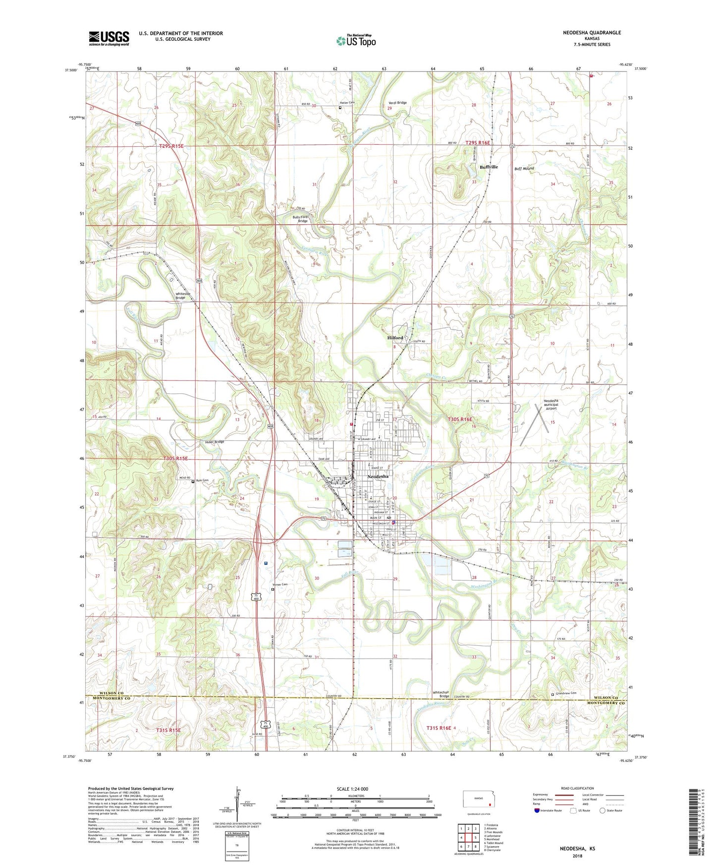 Neodesha Kansas US Topo Map Image