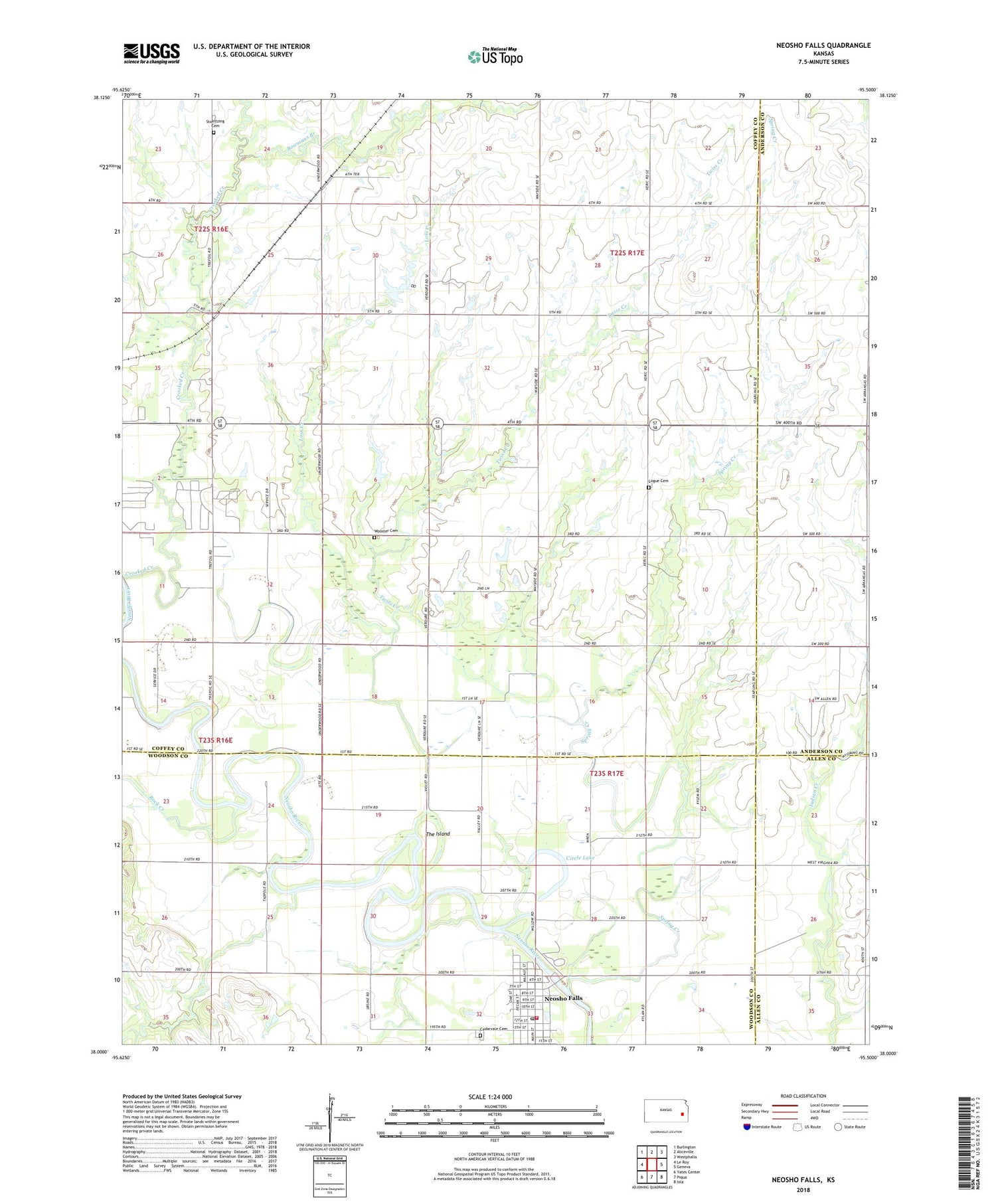 Neosho Falls Kansas US Topo Map Image