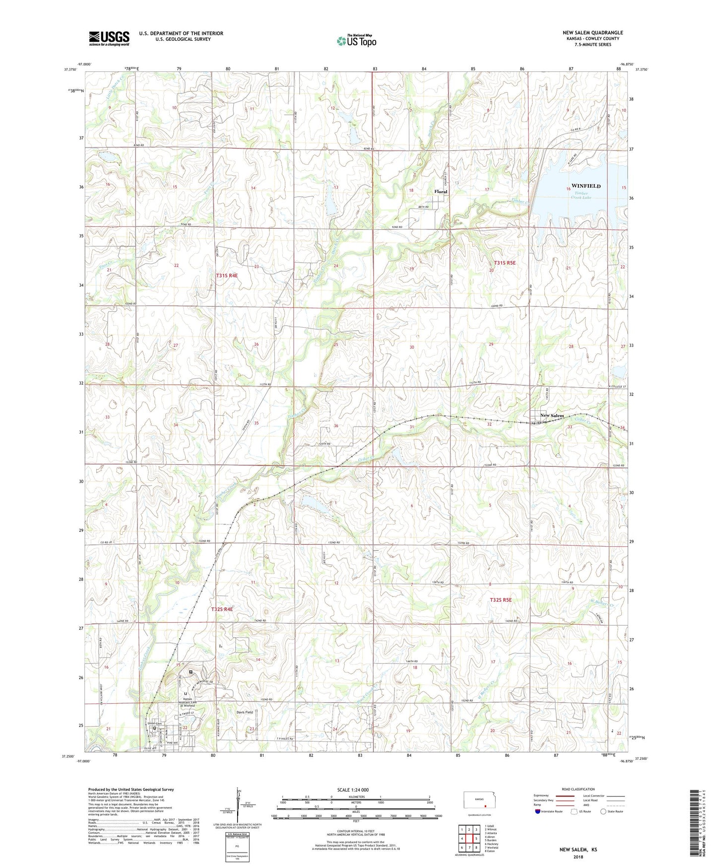 New Salem Kansas US Topo Map Image