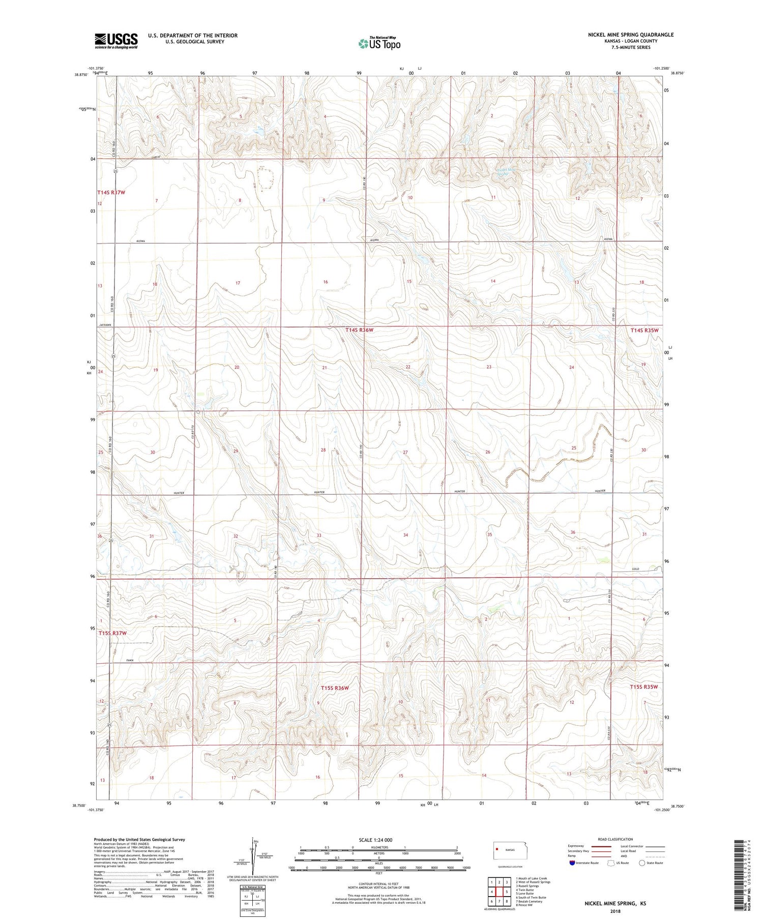 Nickel Mine Spring Kansas US Topo Map Image