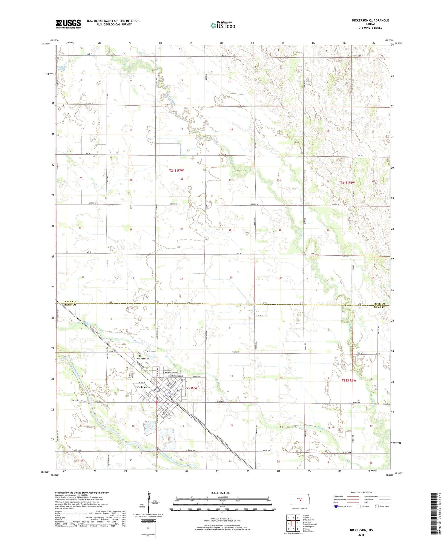 Nickerson Kansas US Topo Map Image