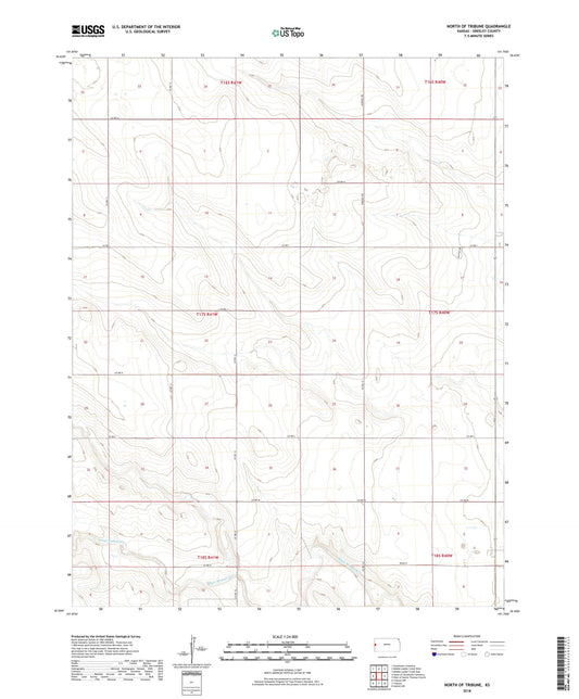North of Tribune Kansas US Topo Map Image