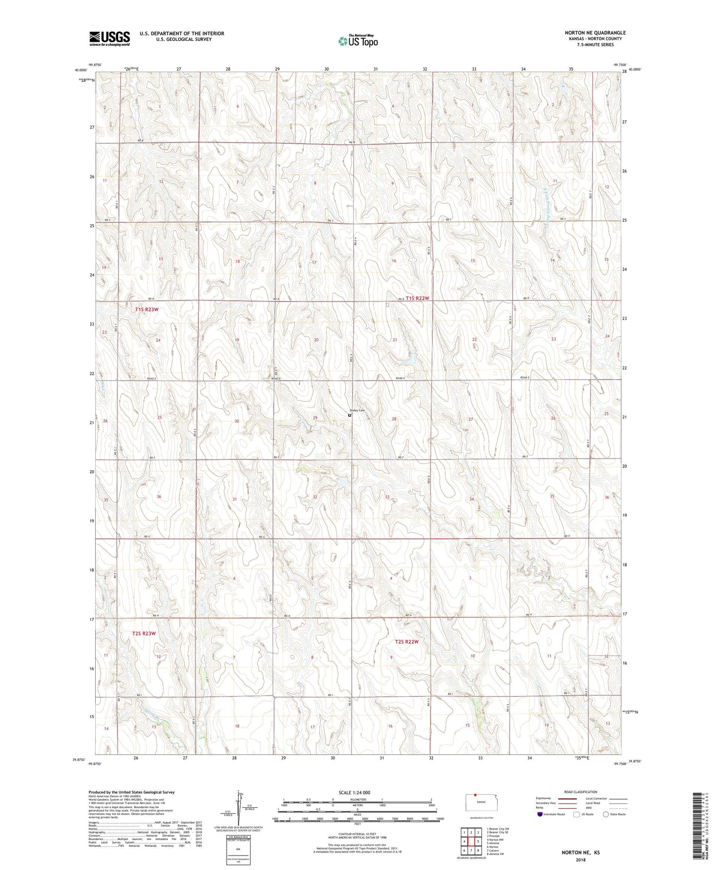 Norton NE Kansas US Topo Map Image