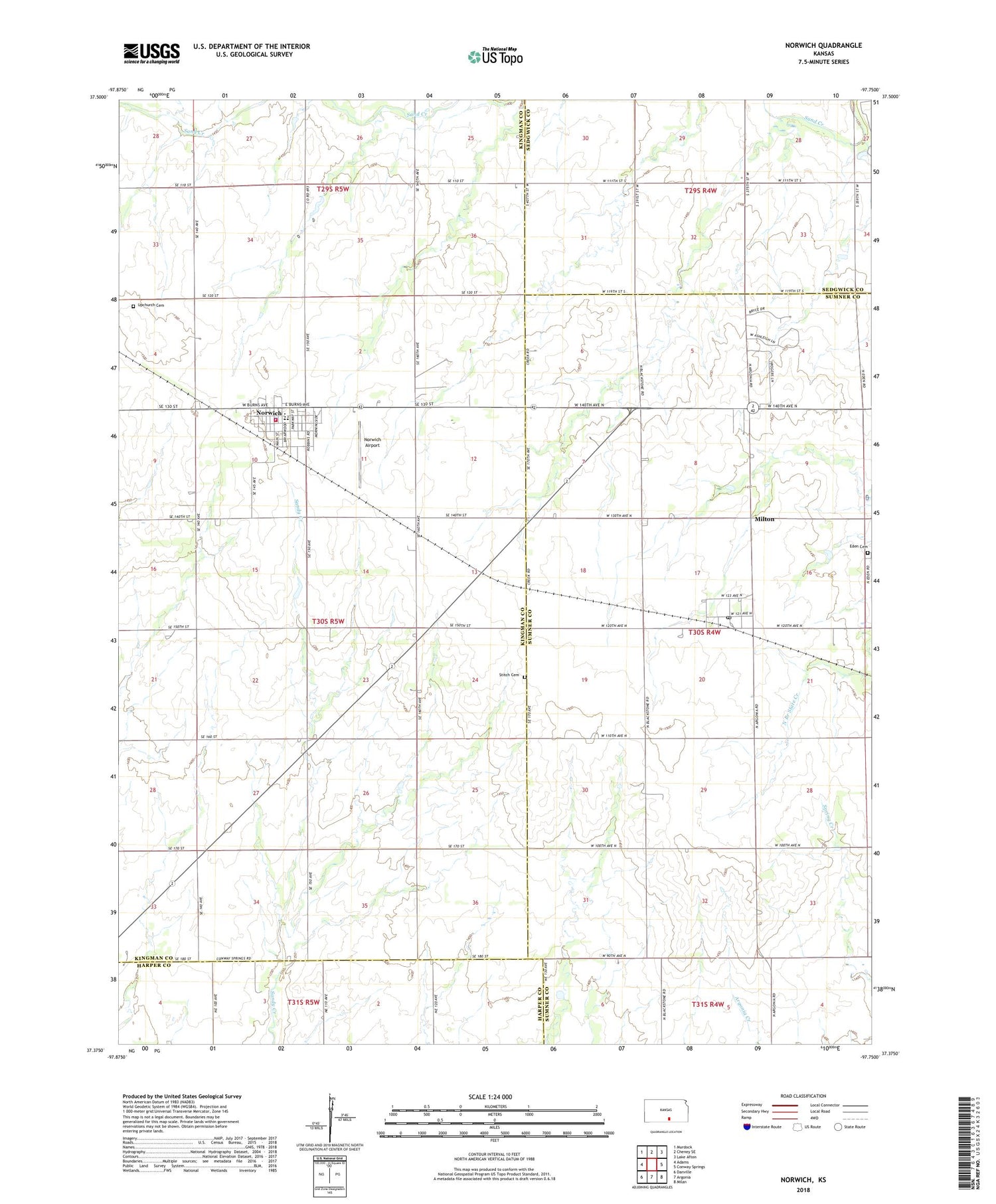 Norwich Kansas US Topo Map Image