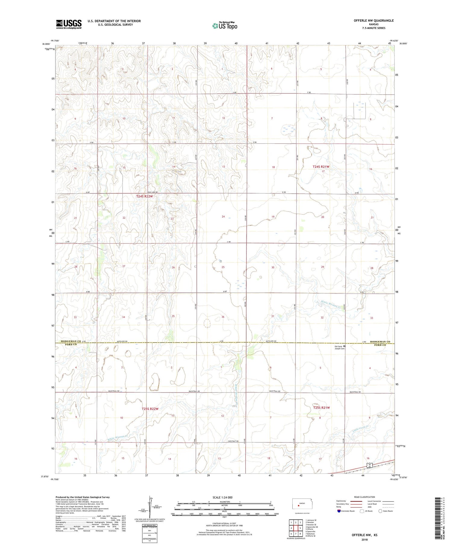 Offerle NW Kansas US Topo Map Image