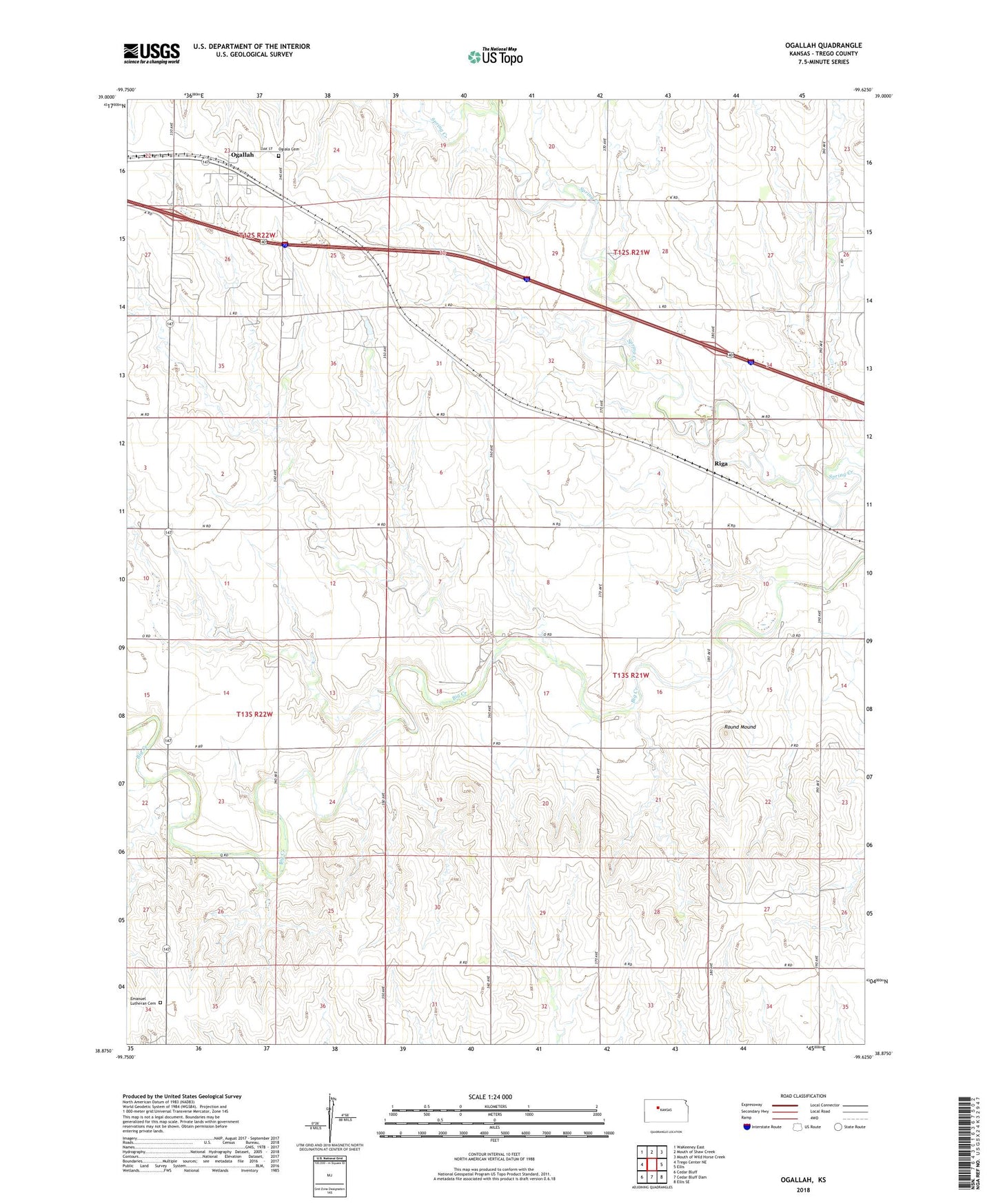 Ogallah Kansas US Topo Map Image