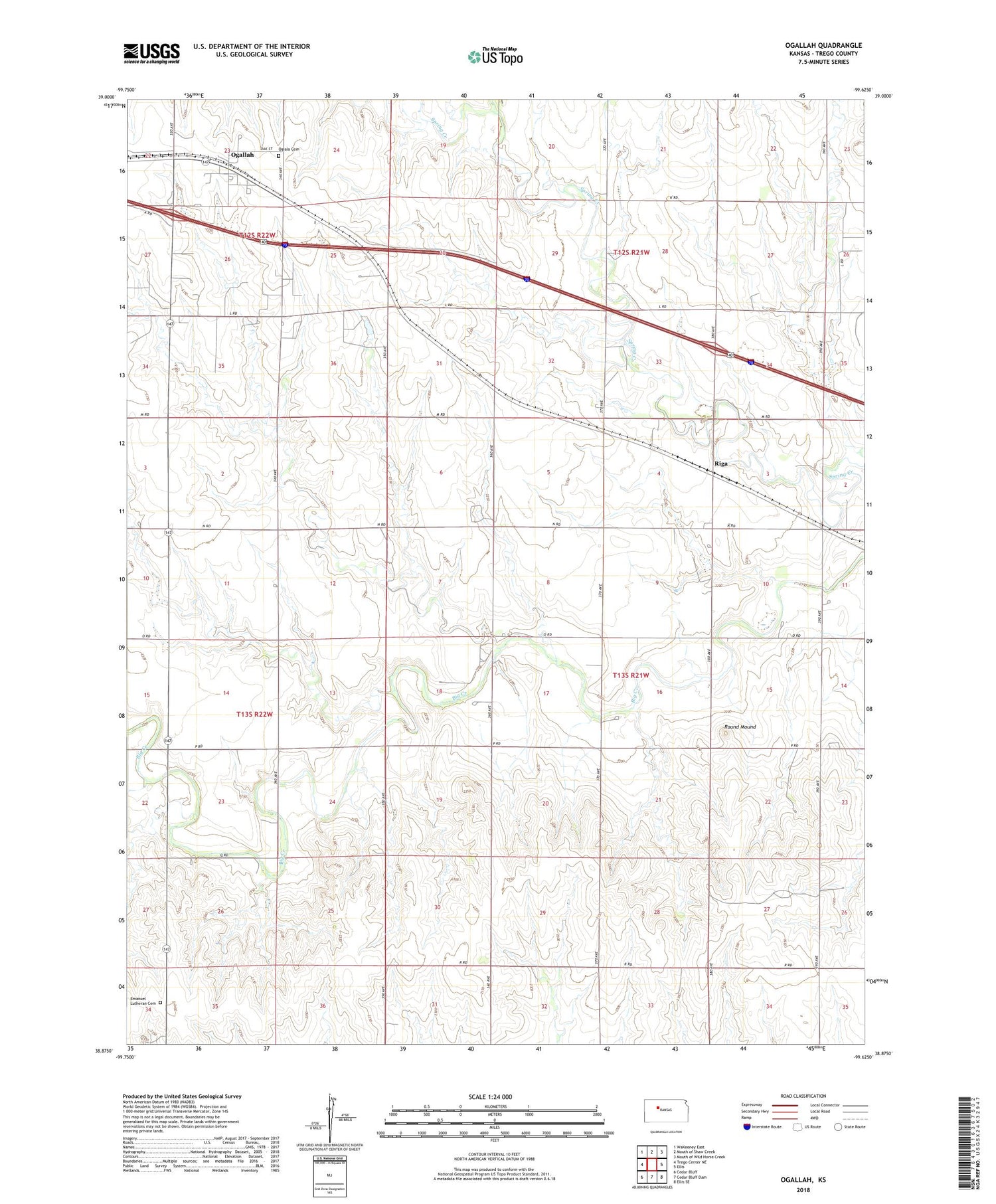 Ogallah Kansas US Topo Map Image
