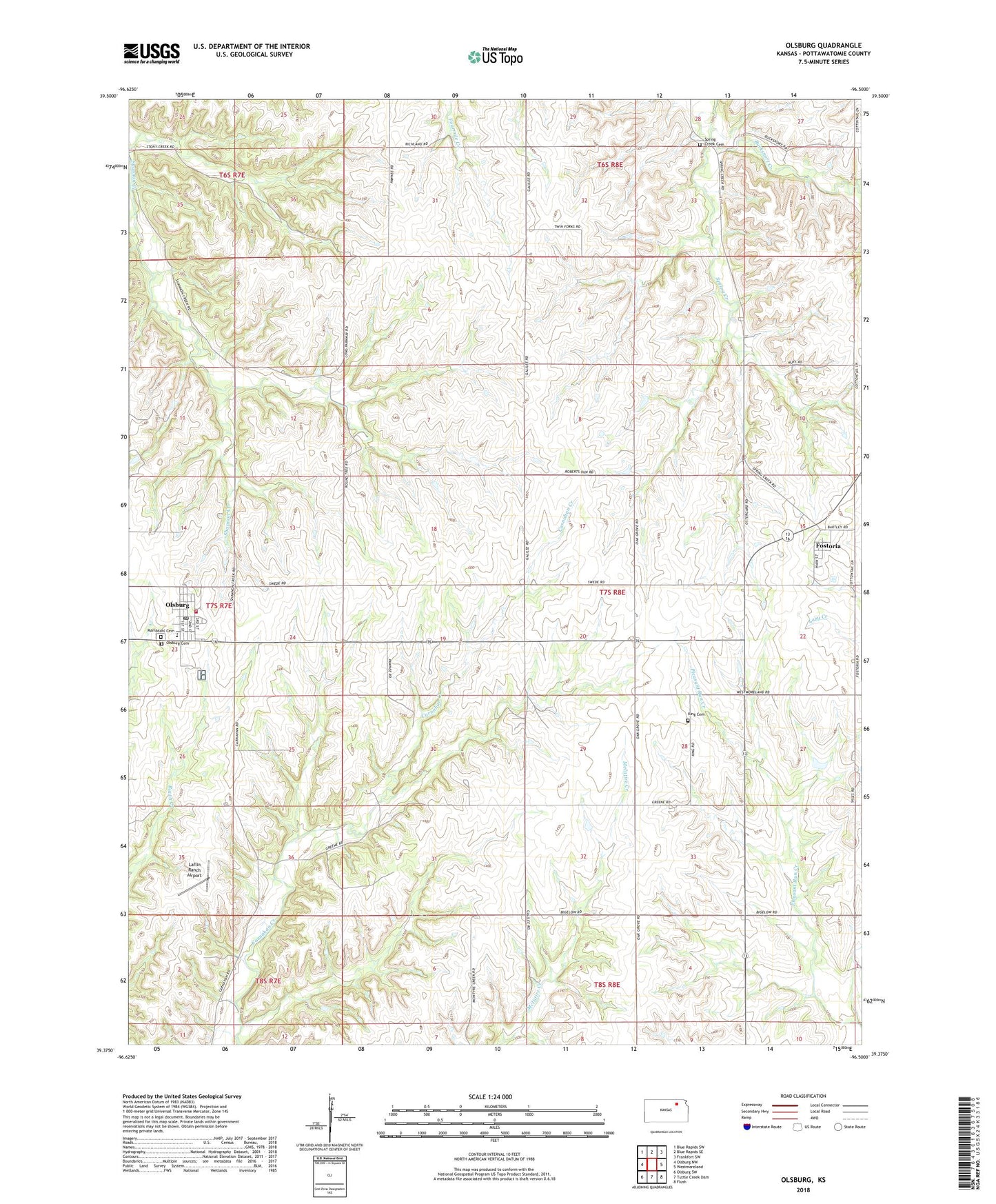 Olsburg Kansas US Topo Map Image