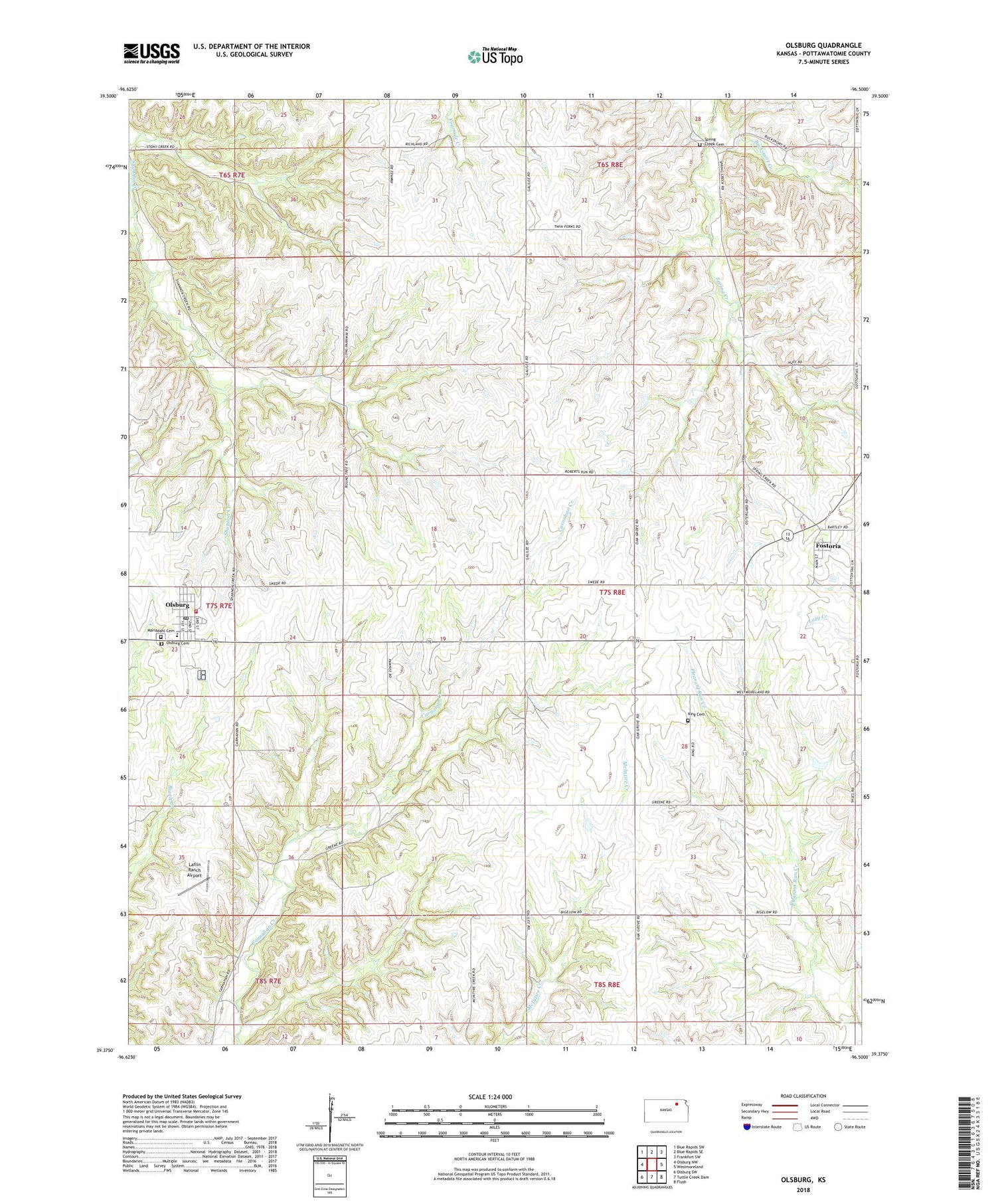 Olsburg Kansas US Topo Map Image