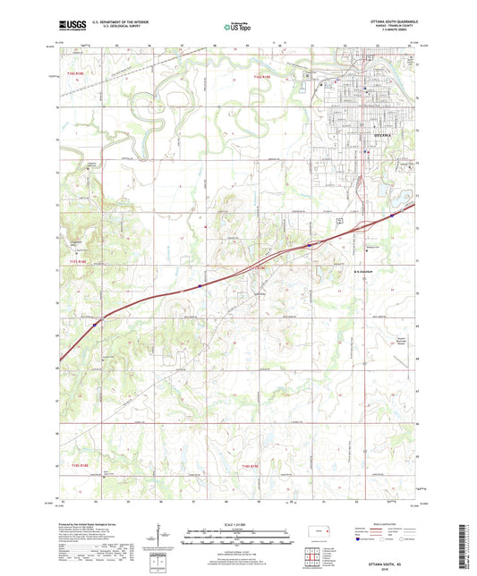 Ottawa South Kansas US Topo Map Image