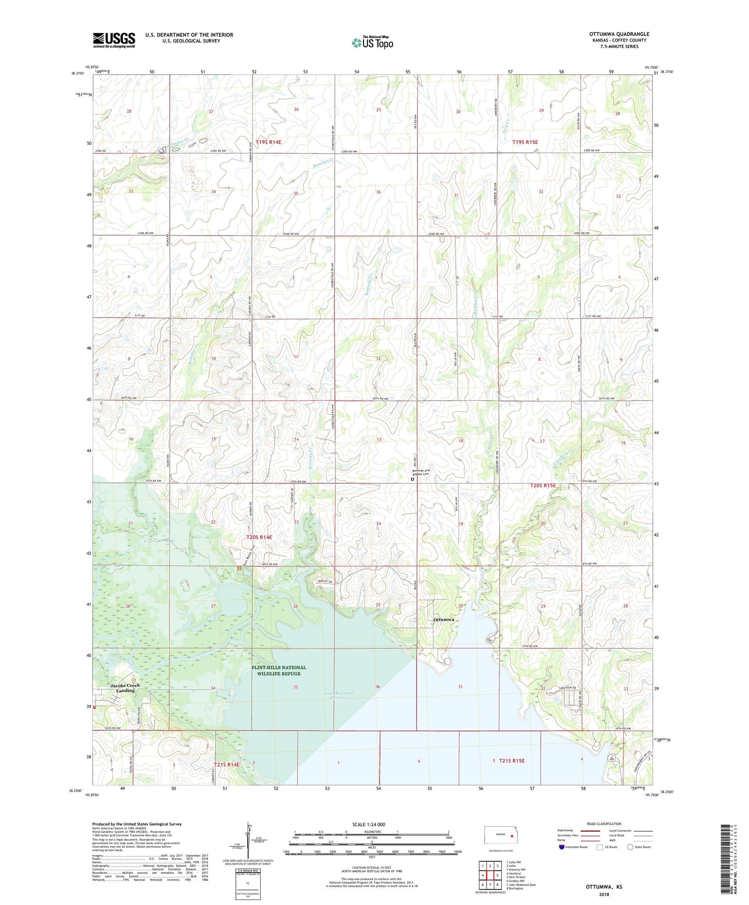 Ottumwa Kansas US Topo Map Image
