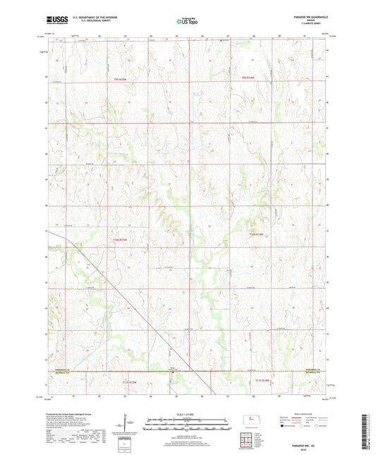 Paradise NW Kansas US Topo Map Image