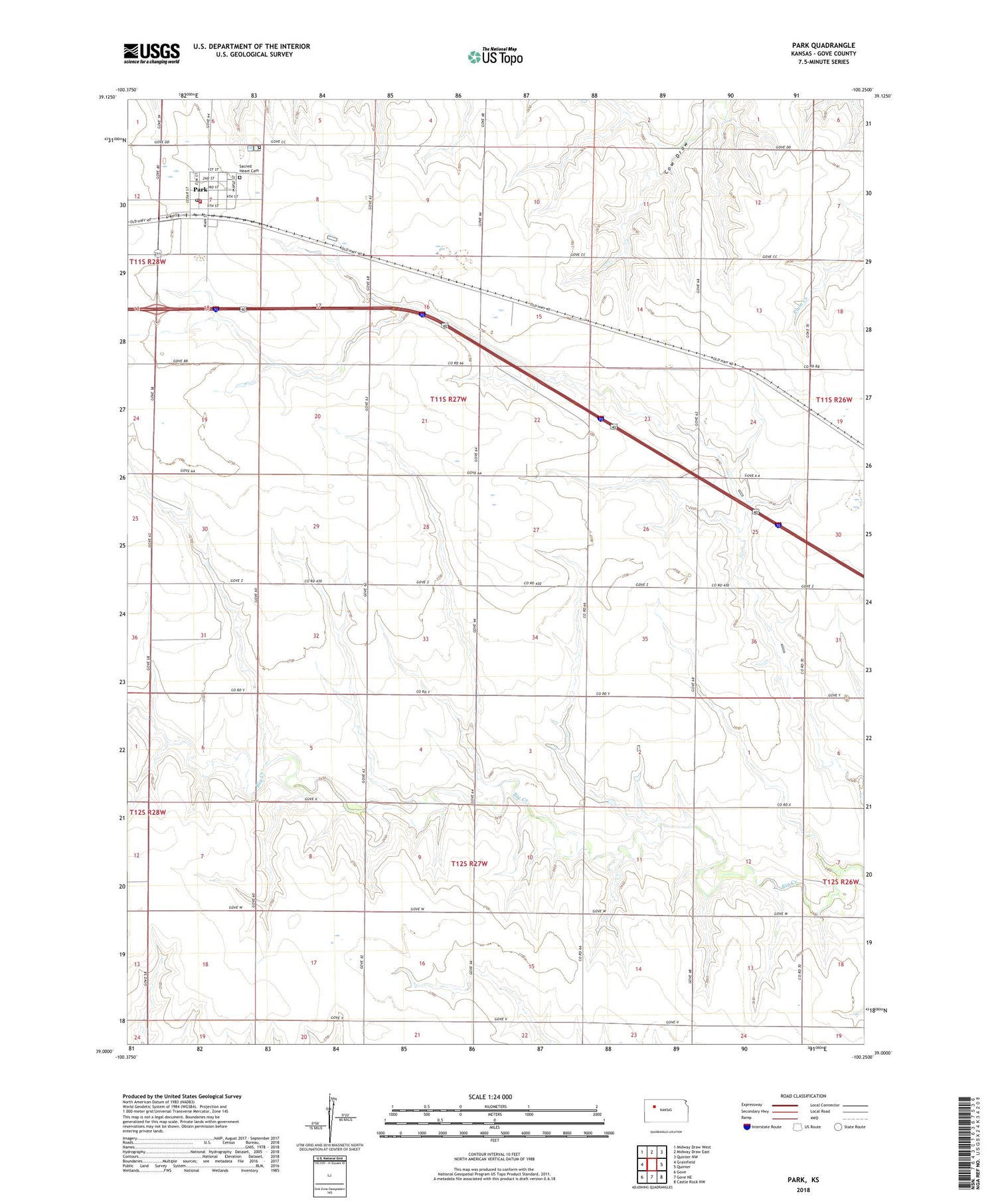 Park Kansas US Topo Map Image