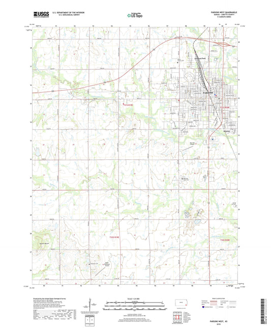 Parsons West Kansas US Topo Map Image