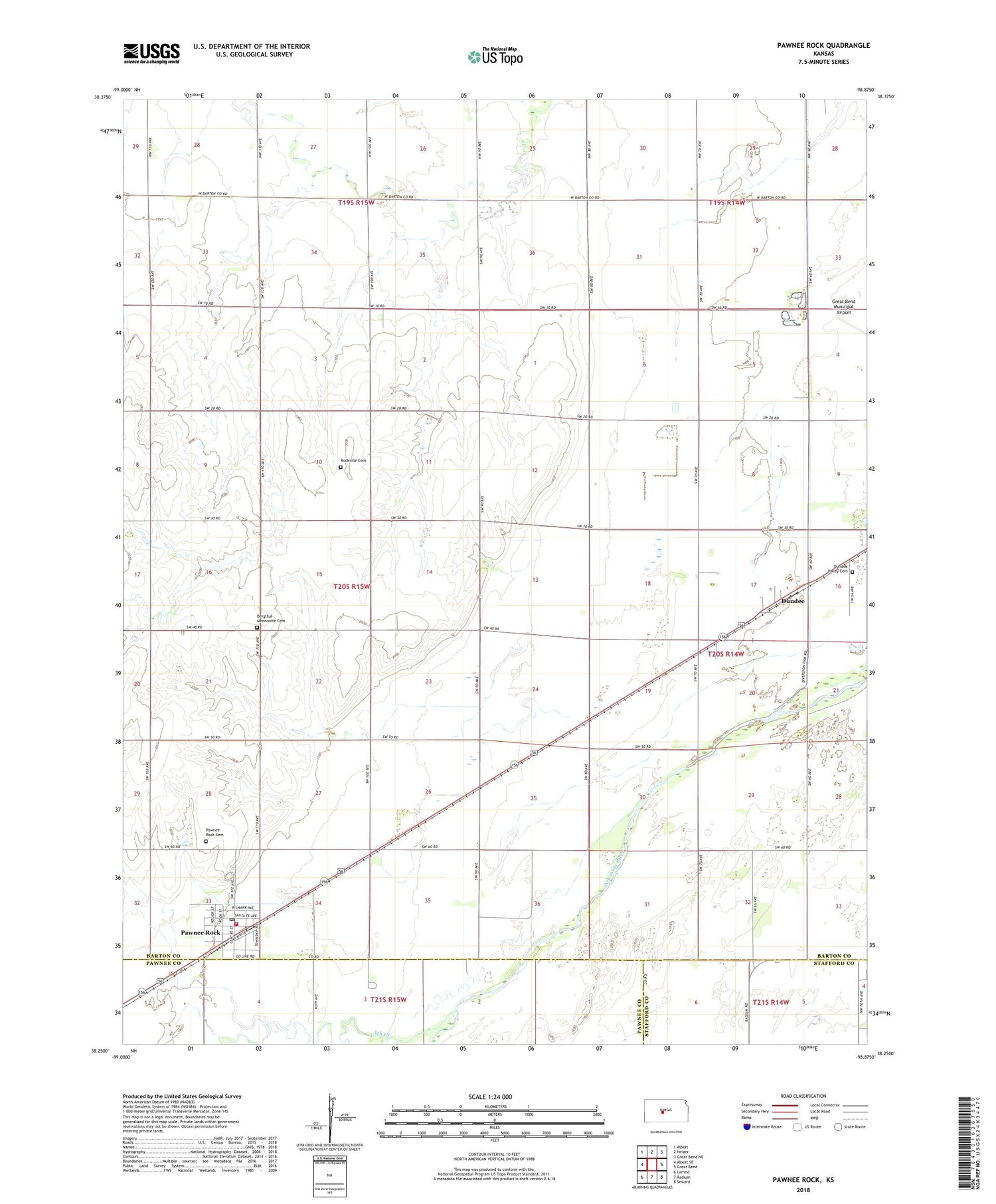 Pawnee Rock Kansas US Topo Map Image