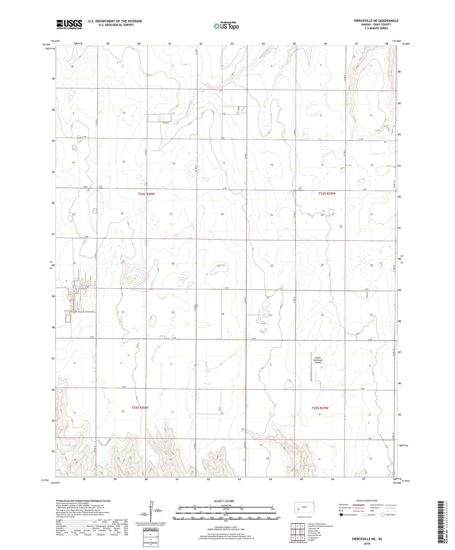 Pierceville NE Kansas US Topo Map Image