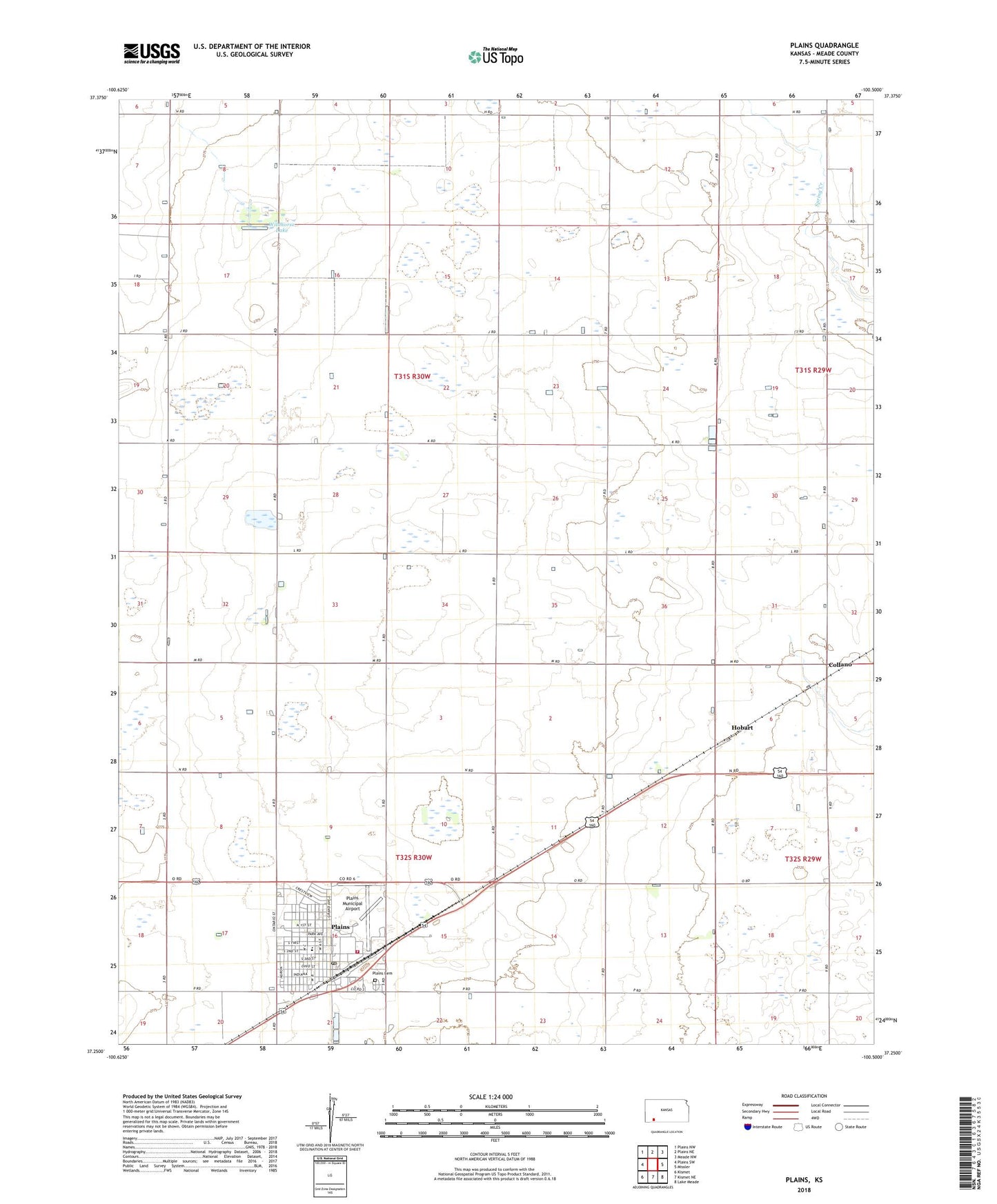 Plains Kansas US Topo Map Image