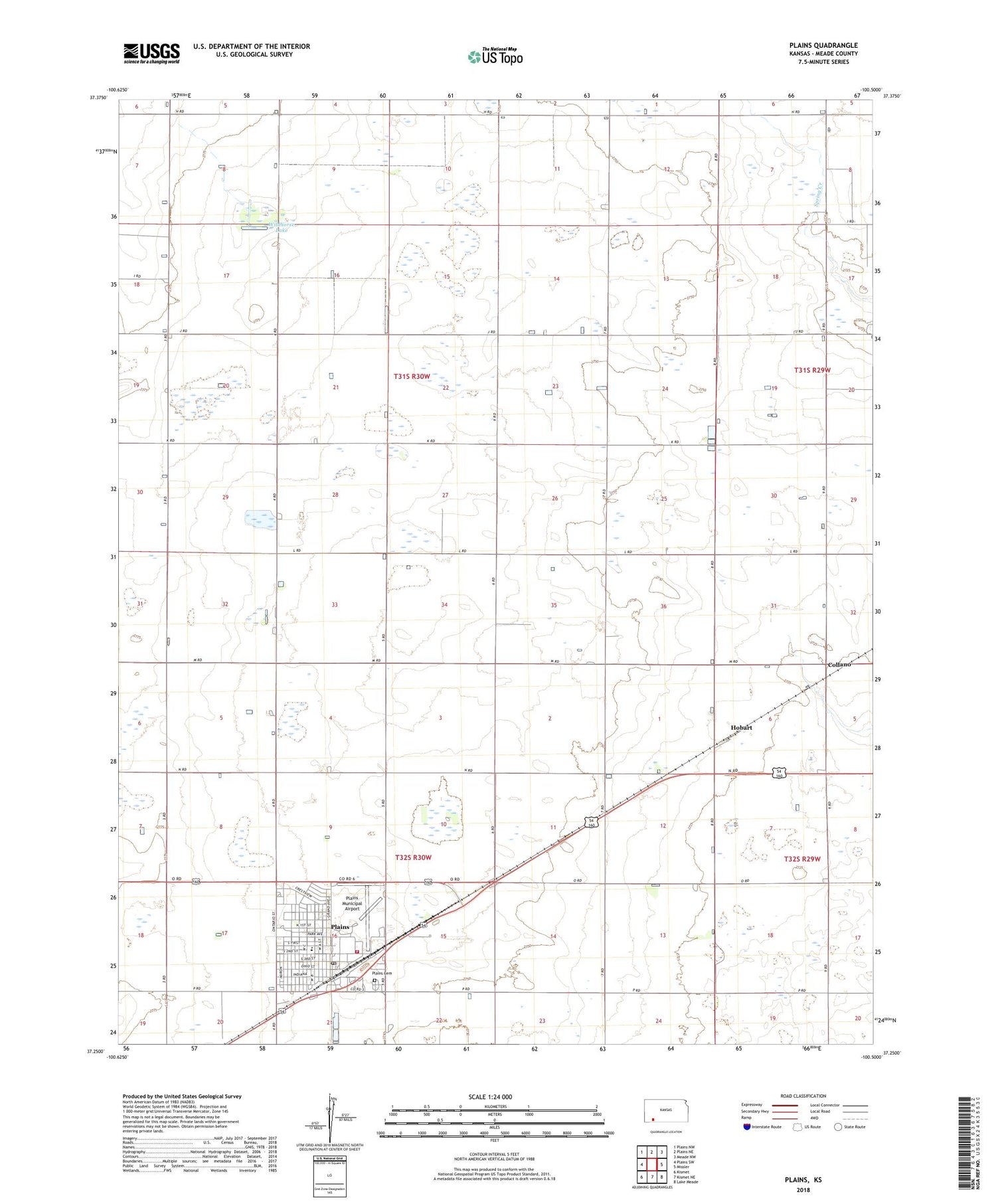 Plains Kansas US Topo Map Image