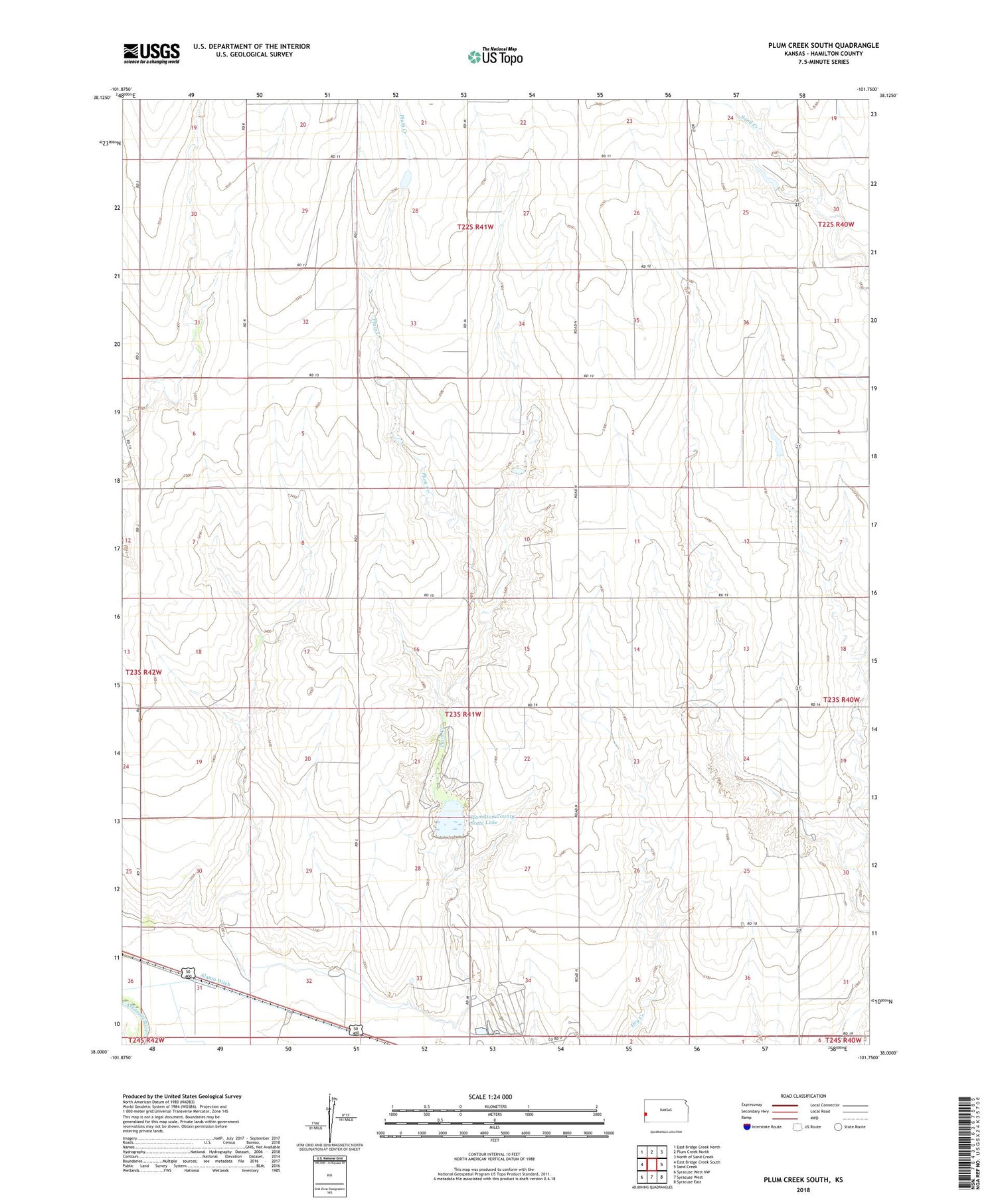 Plum Creek South Kansas US Topo Map Image
