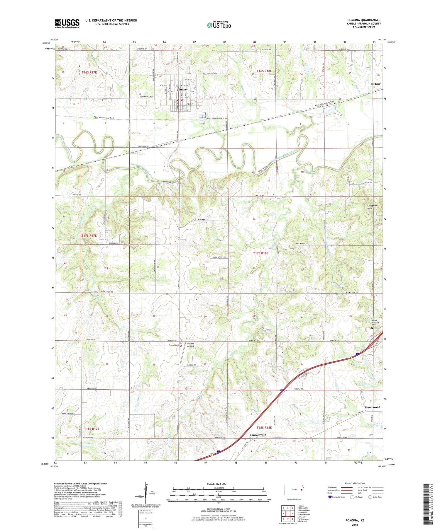 Pomona Kansas US Topo Map Image