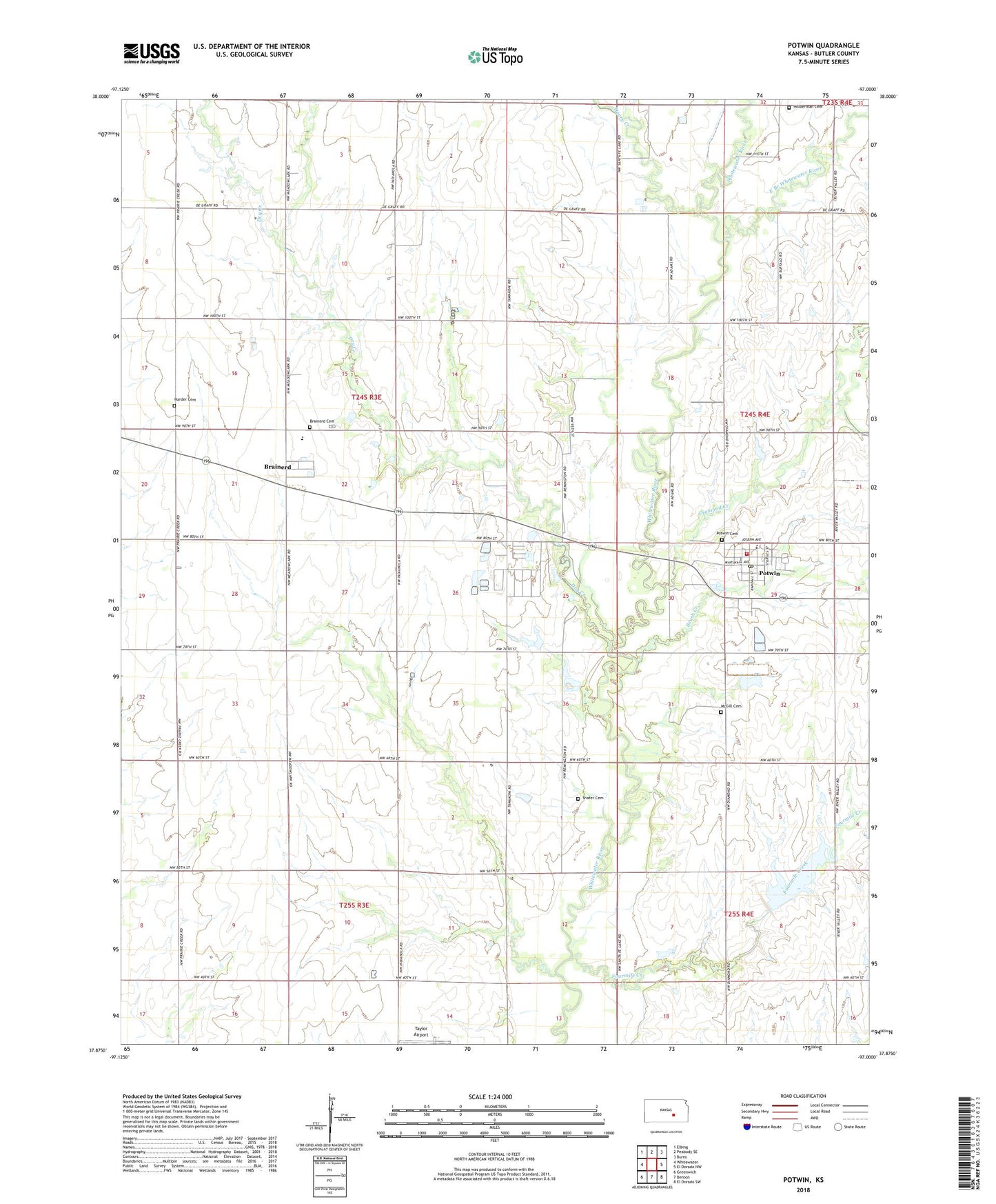 Potwin Kansas US Topo Map Image