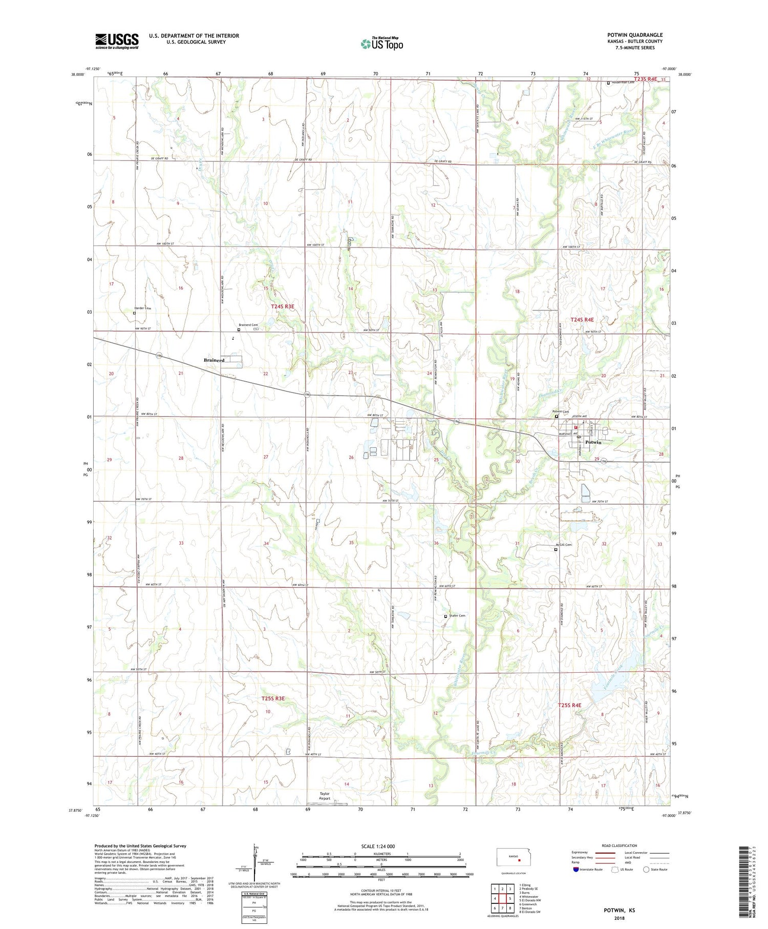Potwin Kansas US Topo Map Image