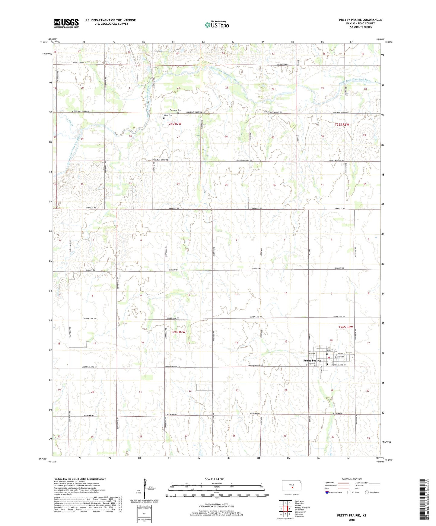 Pretty Prairie Kansas US Topo Map Image
