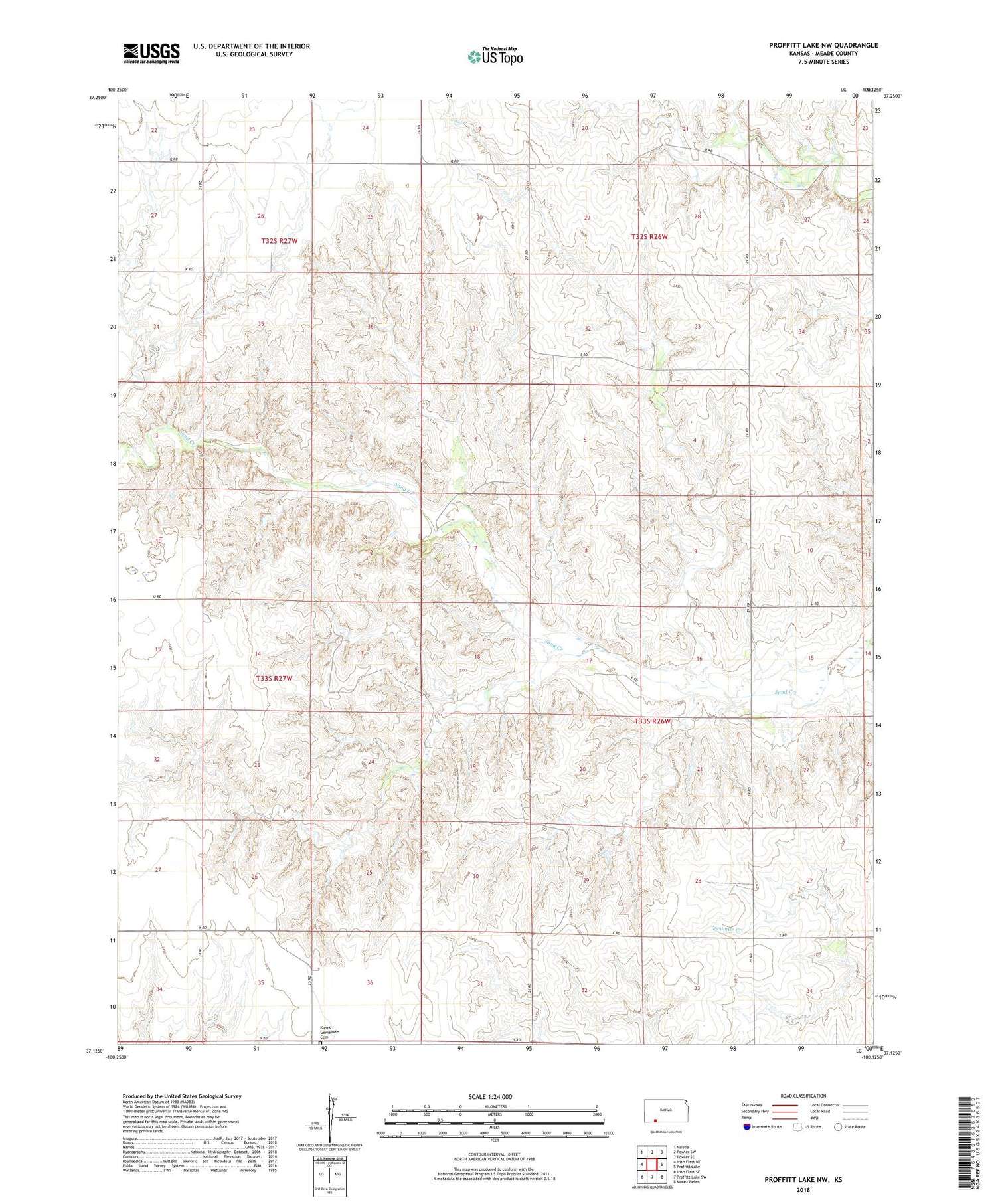 Proffitt Lake NW Kansas US Topo Map Image