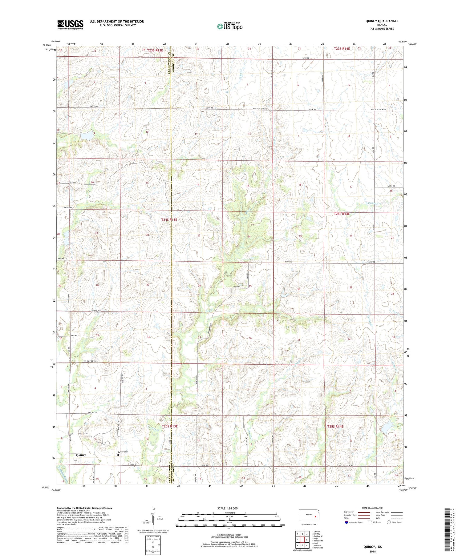 Quincy Kansas US Topo Map Image