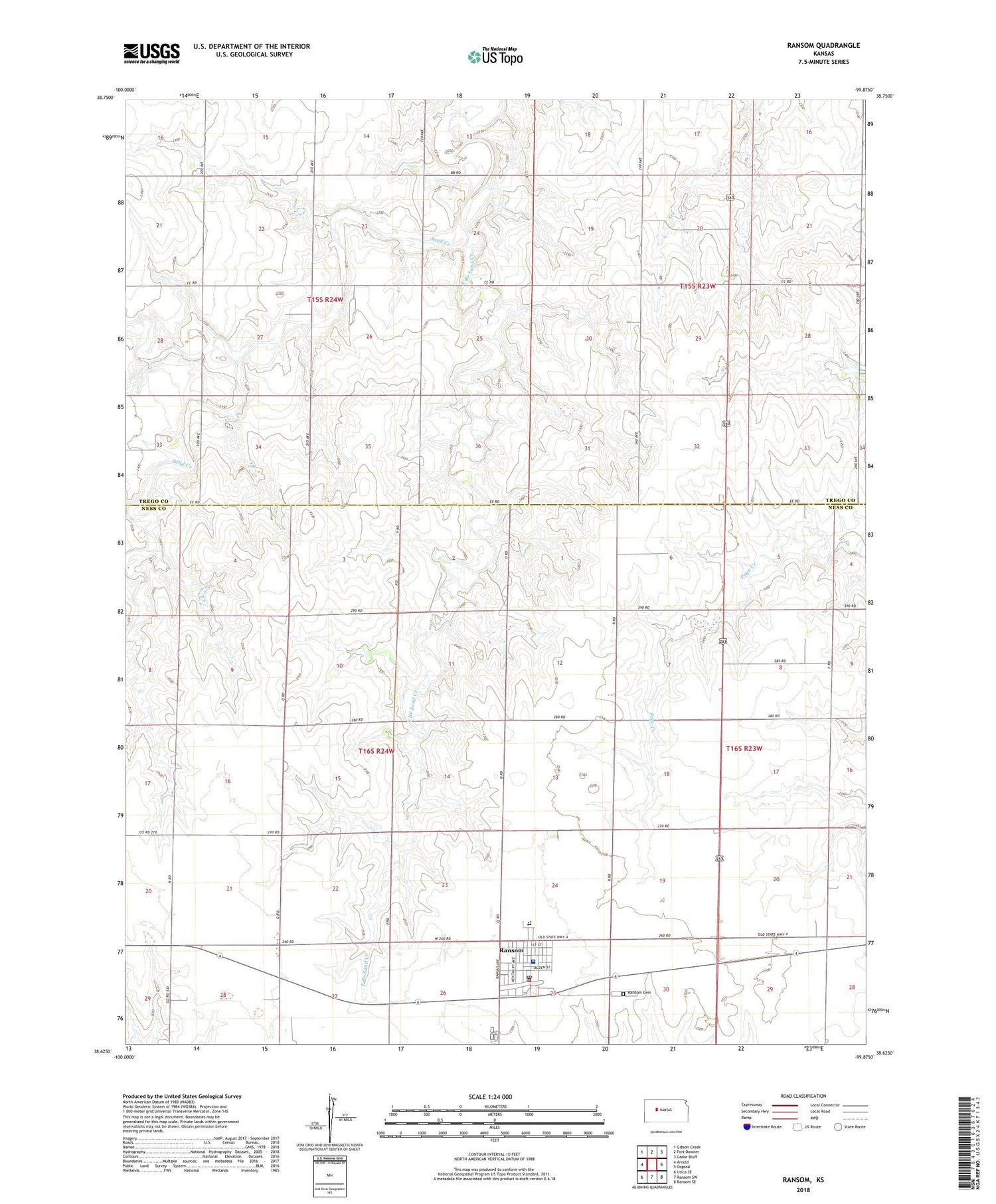 Ransom Kansas US Topo Map Image