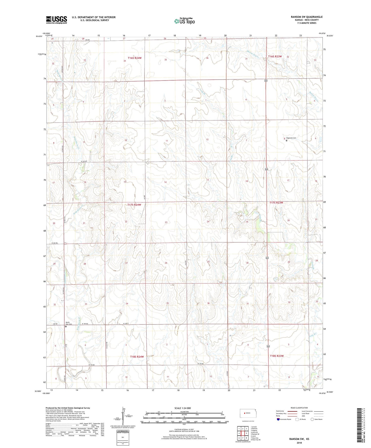Ransom SW Kansas US Topo Map Image