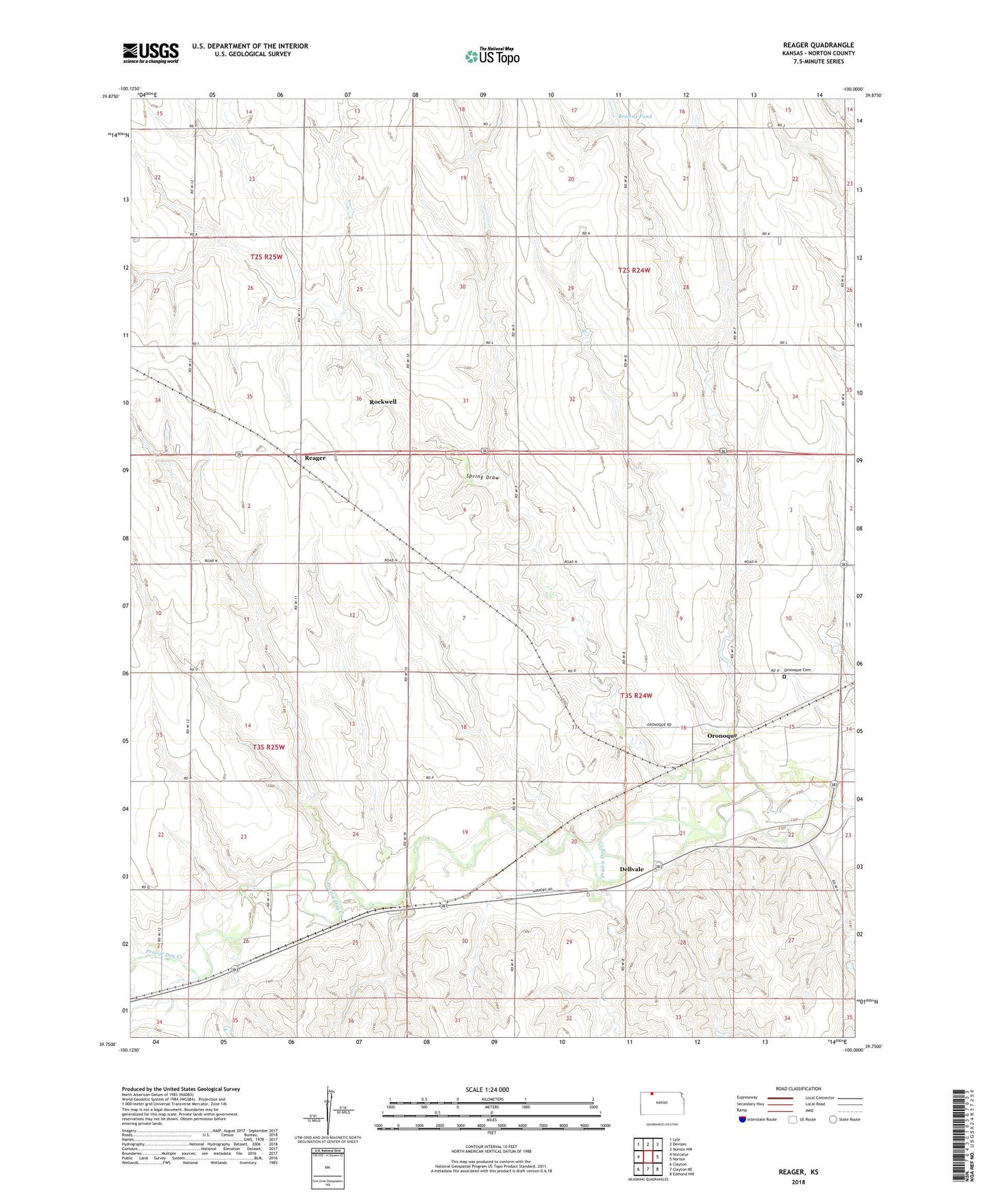 Reager Kansas US Topo Map Image