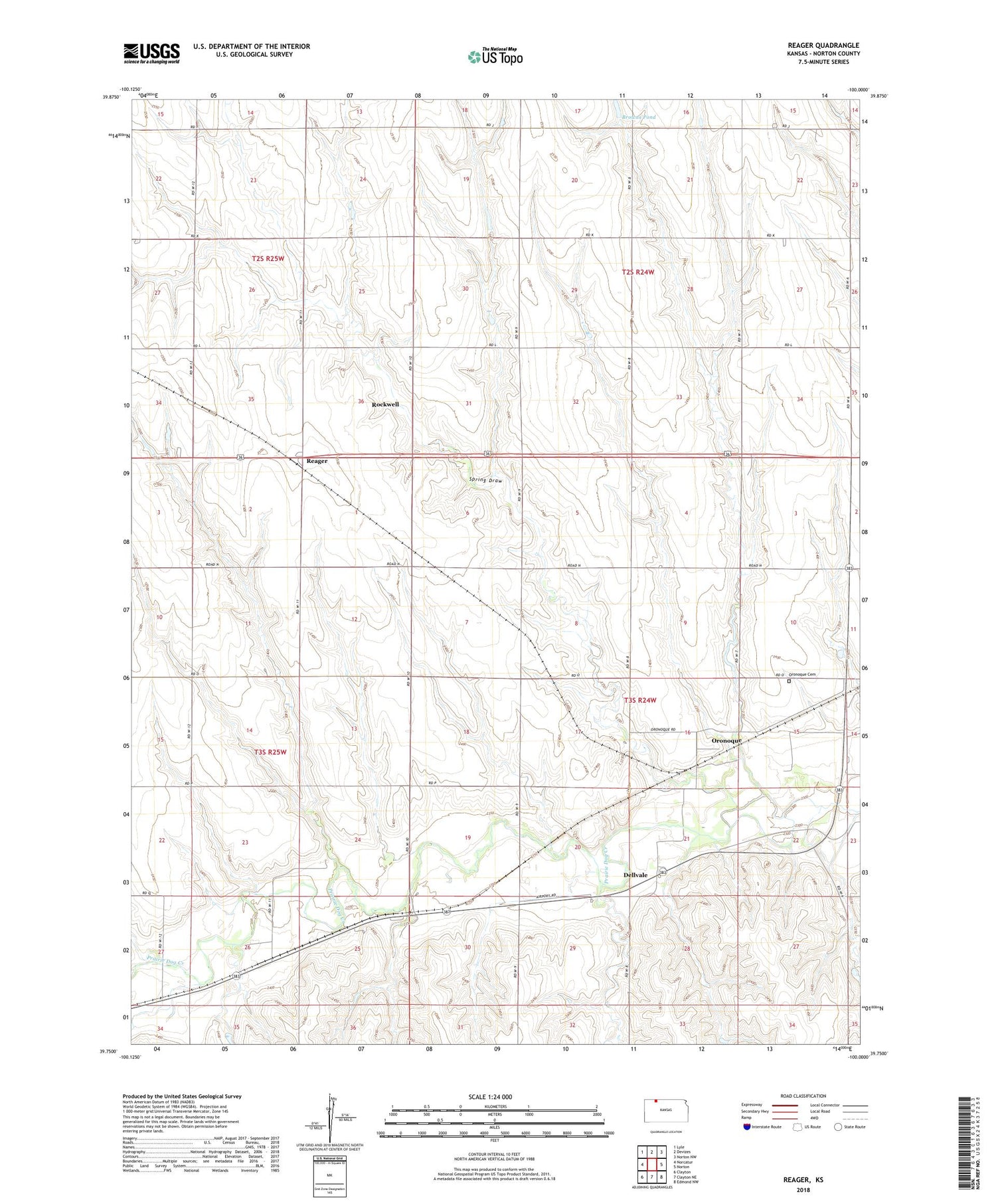 Reager Kansas US Topo Map Image