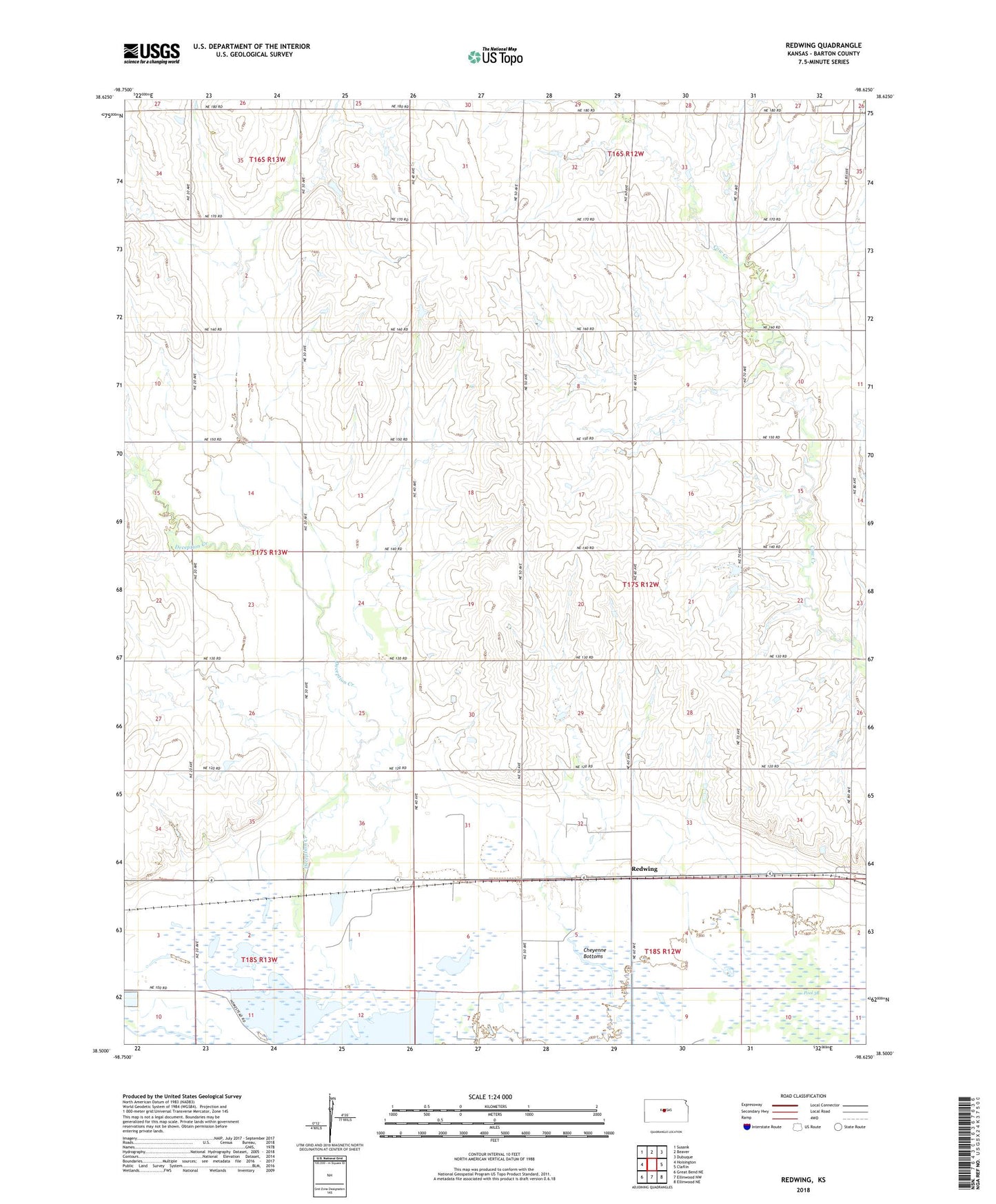 Redwing Kansas US Topo Map Image