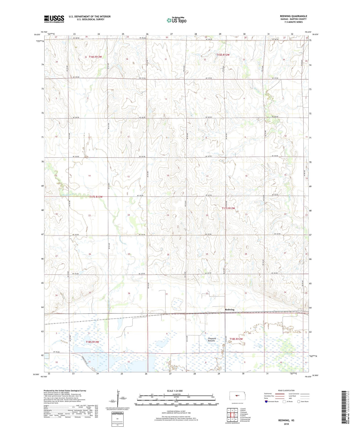 Redwing Kansas US Topo Map Image