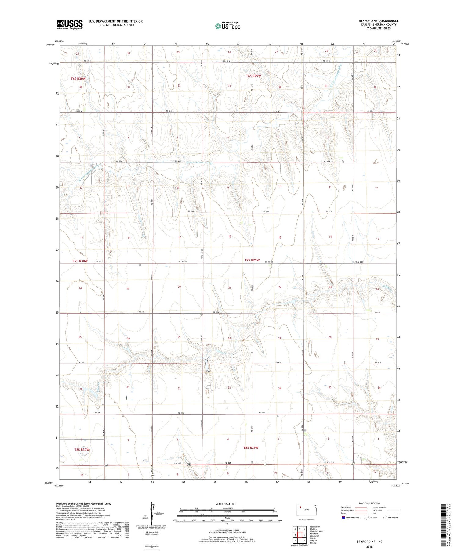Rexford NE Kansas US Topo Map Image