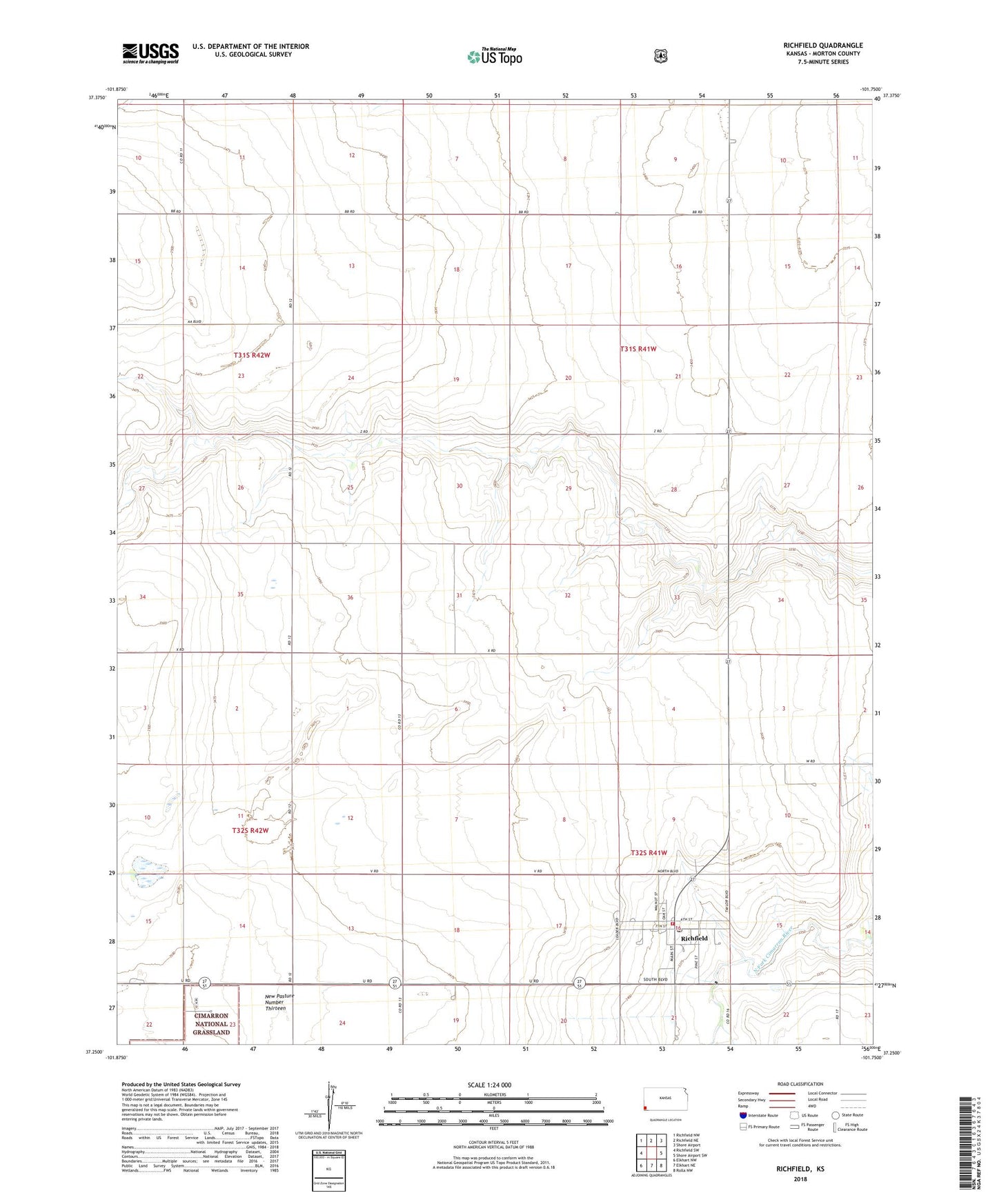 Richfield Kansas US Topo Map Image