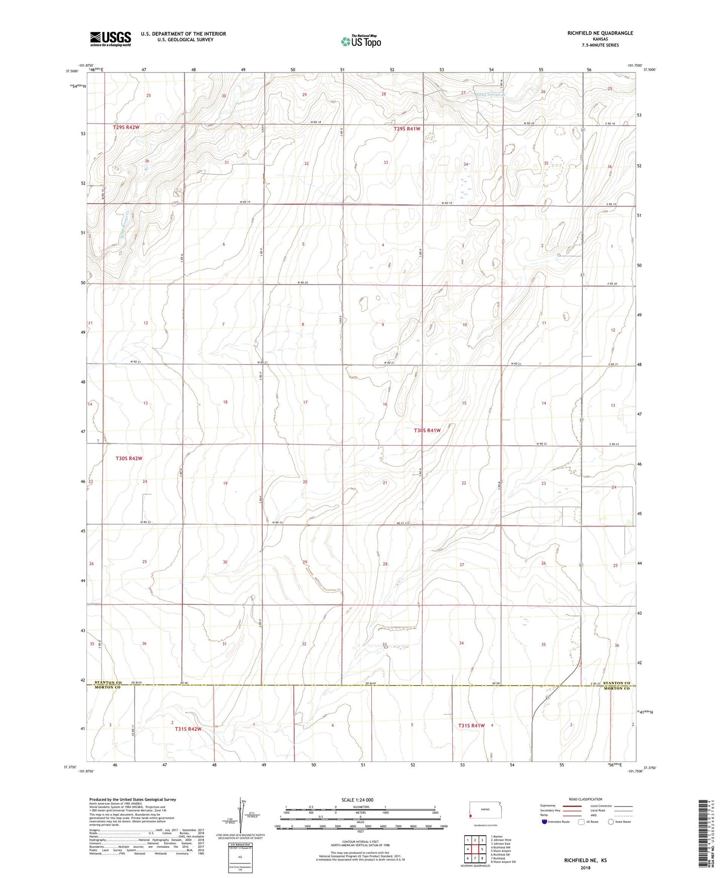 Richfield NE Kansas US Topo Map Image