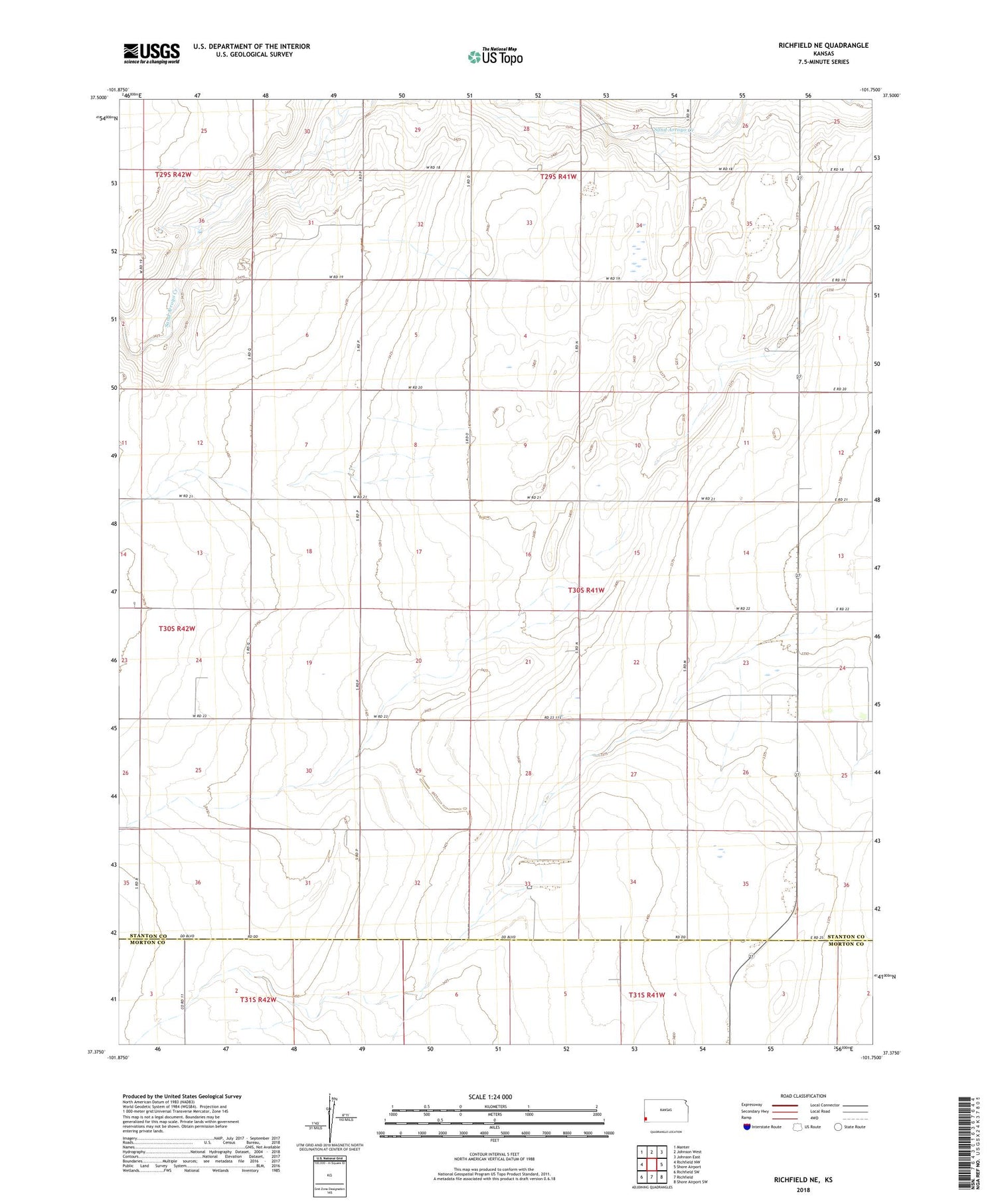 Richfield NE Kansas US Topo Map Image