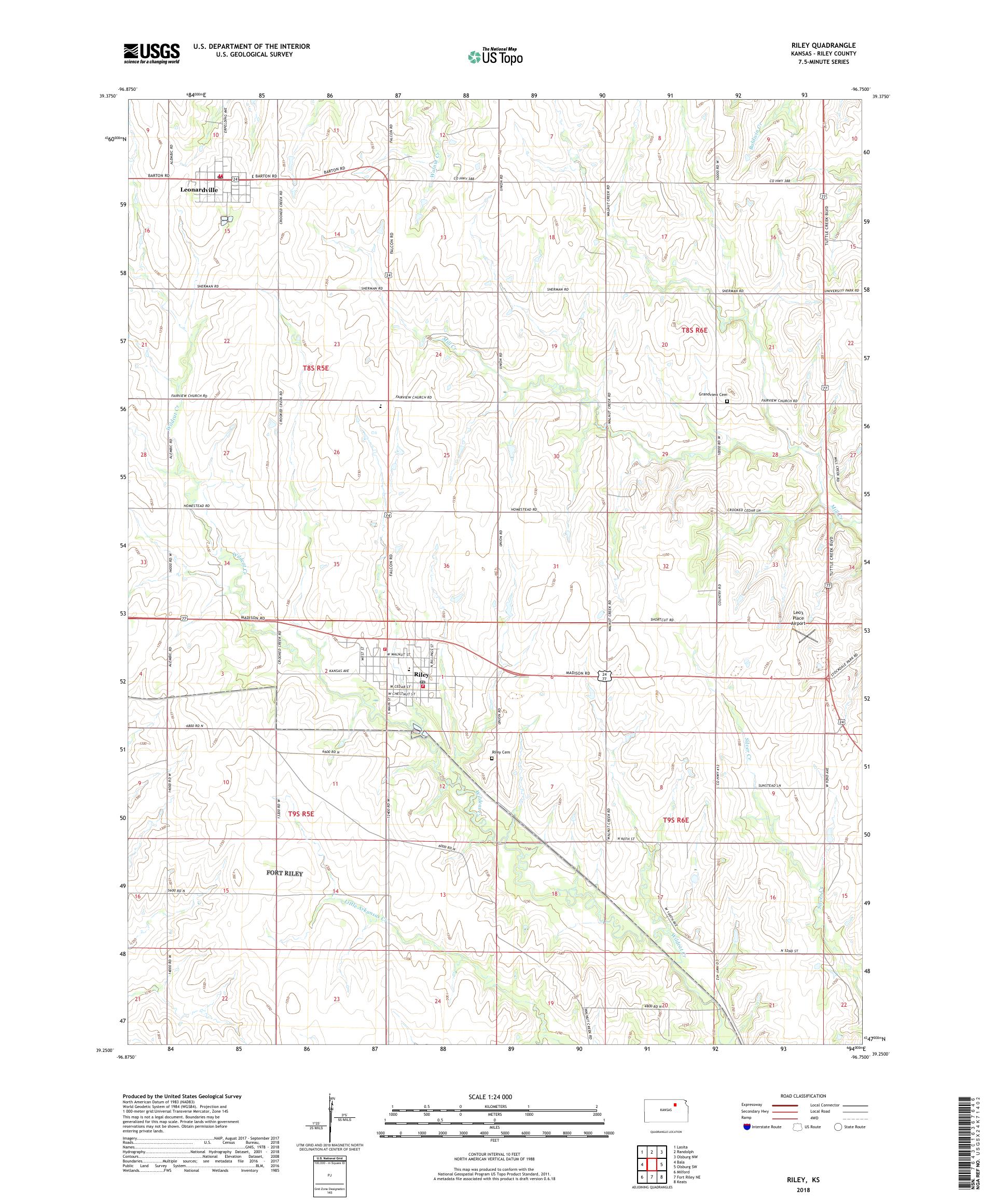 Riley Kansas US Topo Map – MyTopo Map Store
