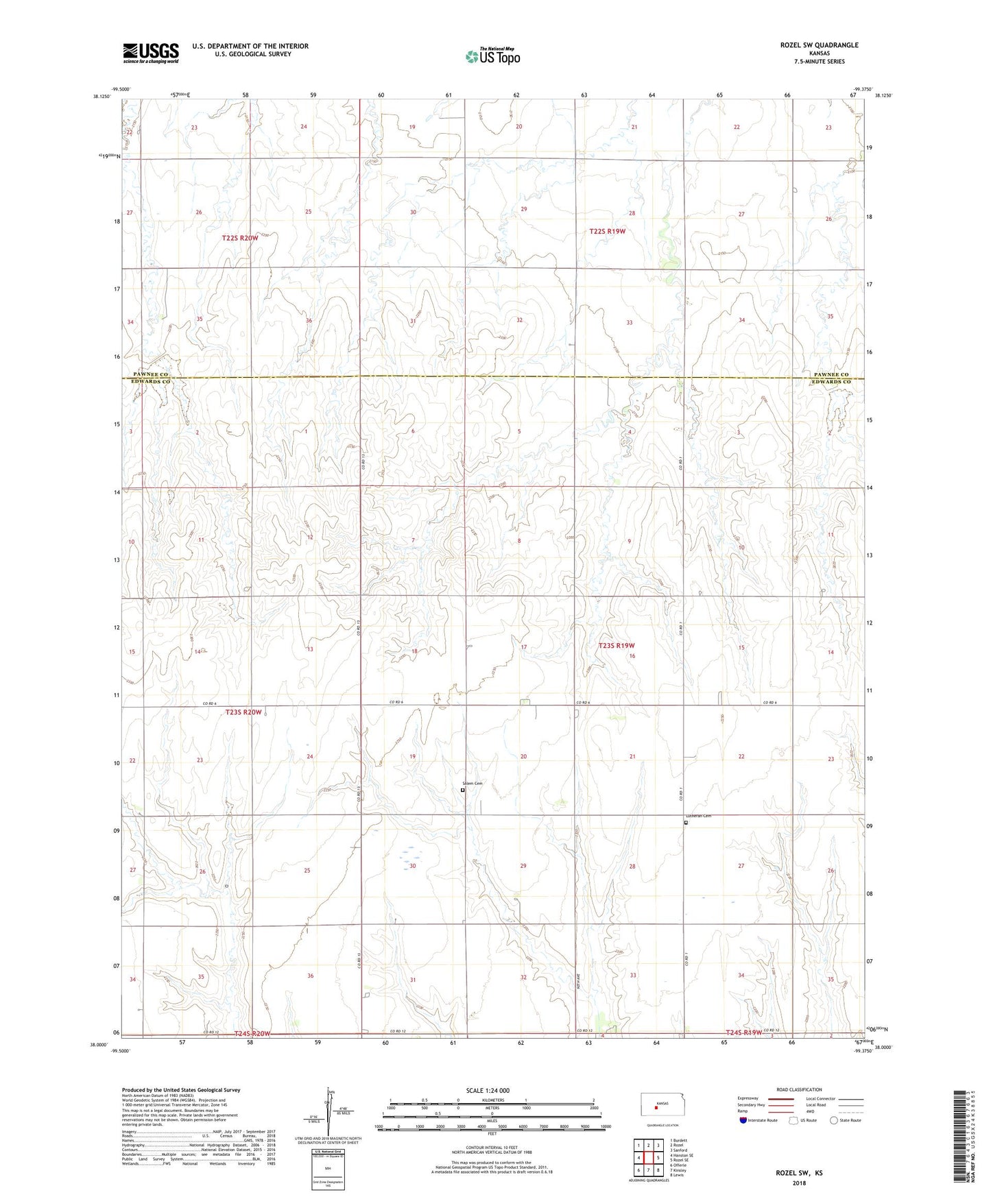 Rozel SW Kansas US Topo Map Image
