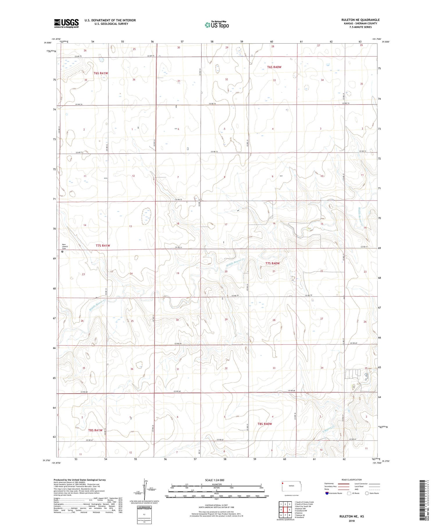 Ruleton NE Kansas US Topo Map Image