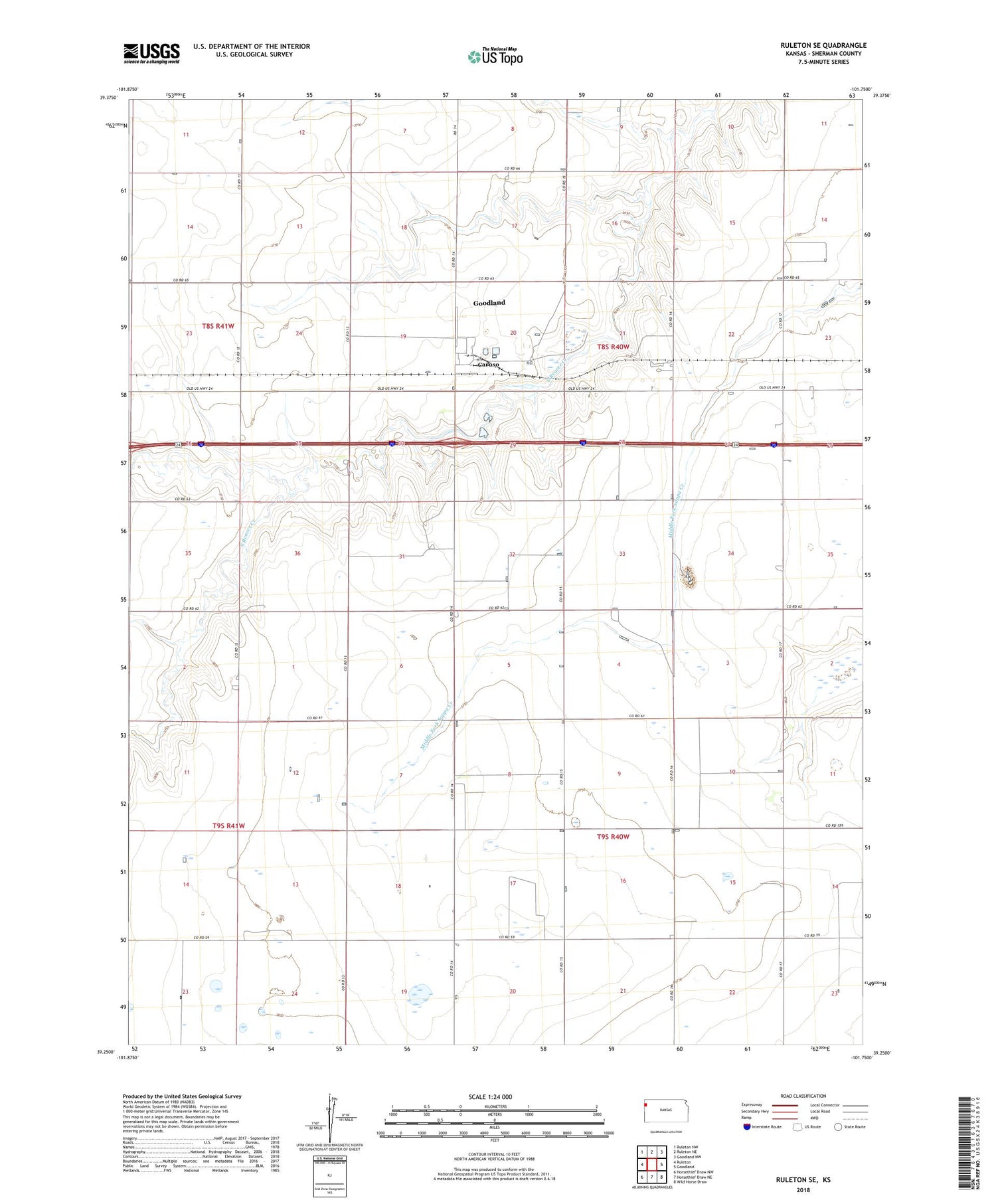 Ruleton SE Kansas US Topo Map Image