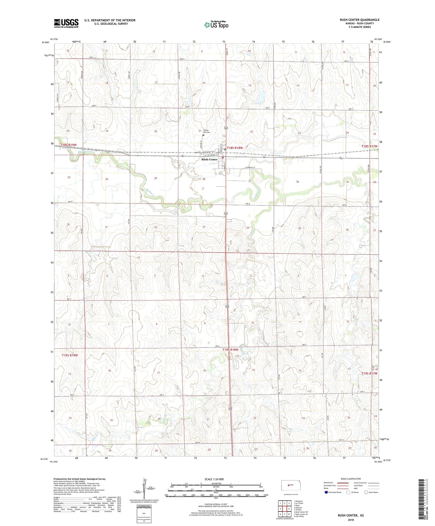 Rush Center Kansas US Topo Map Image