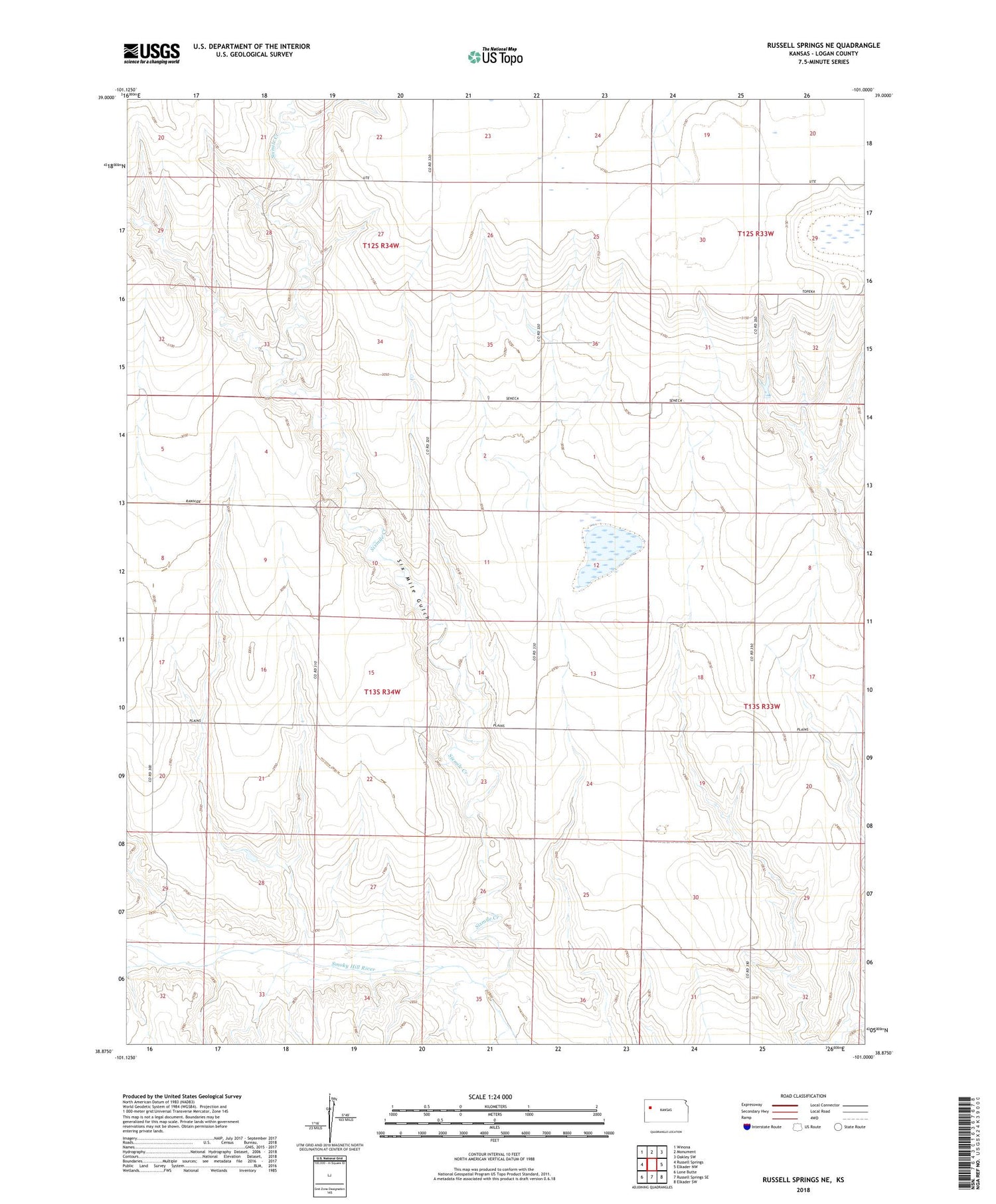 Russell Springs NE Kansas US Topo Map Image